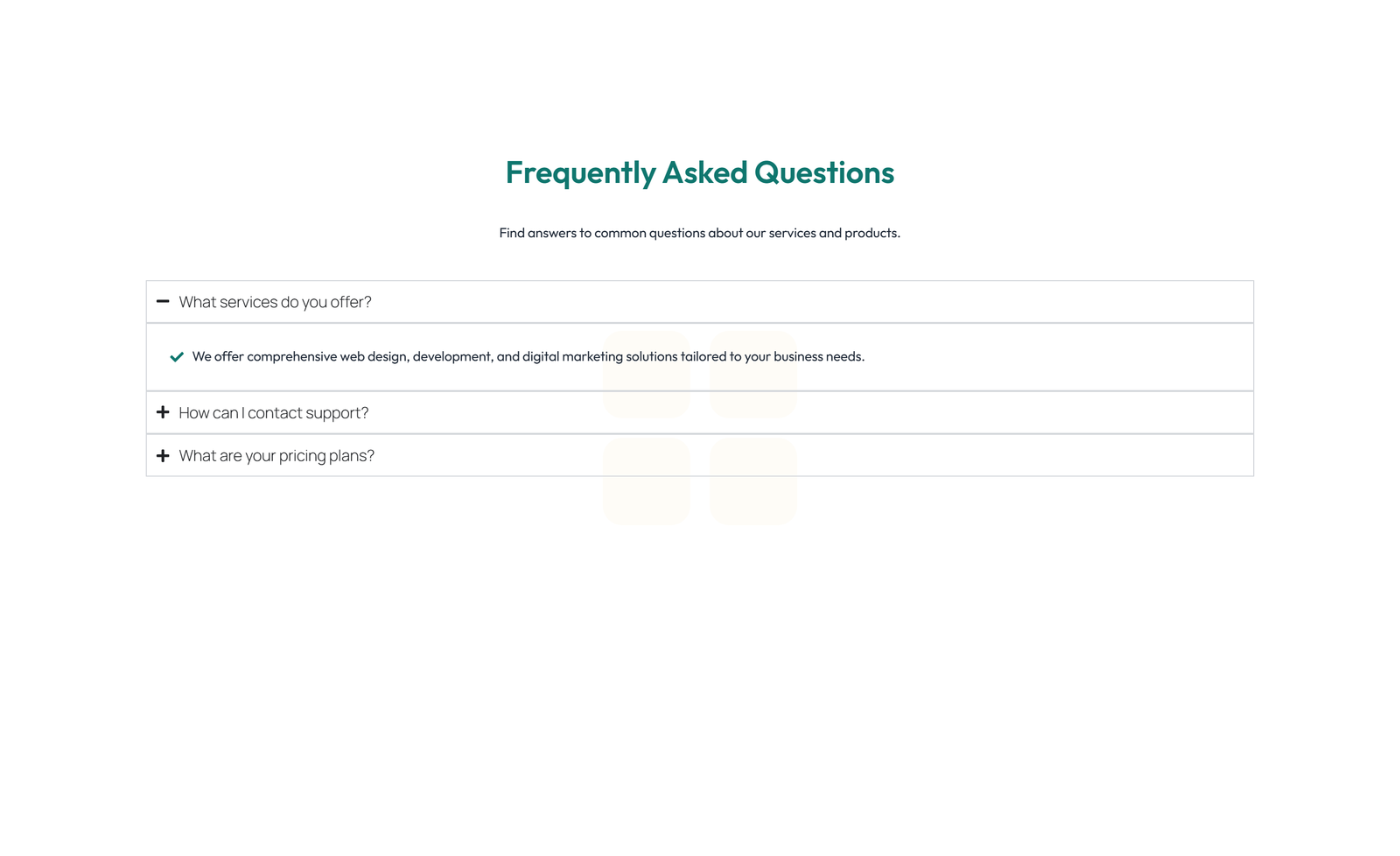 Screenshot of Split FAQ with Text and CTA Left and Accordion Right 42 - Elementor FAQ Sections component
