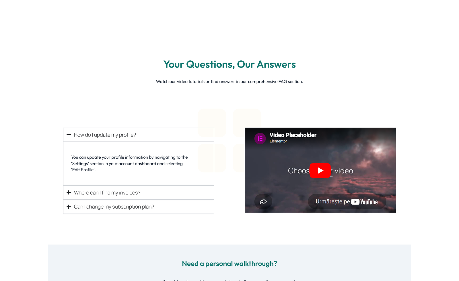 Centered FAQ with Accordion with Heading 56 - Elementor component