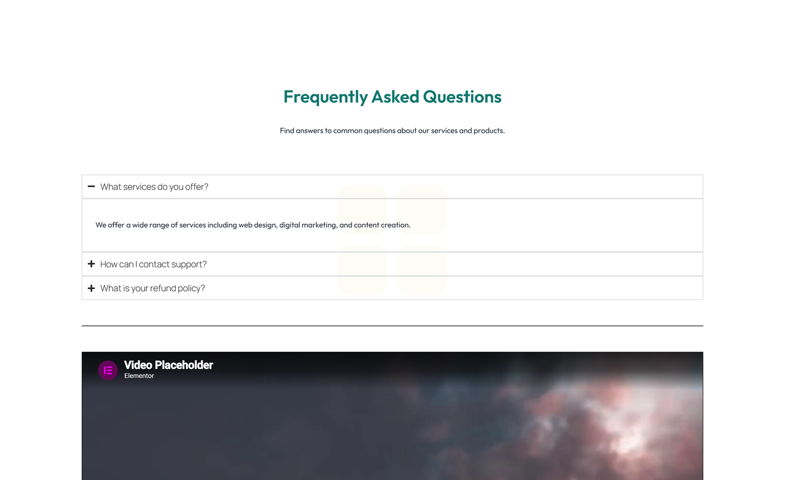 Centered FAQ with Accordion, Follow-up CTA 79 - Elementor component
