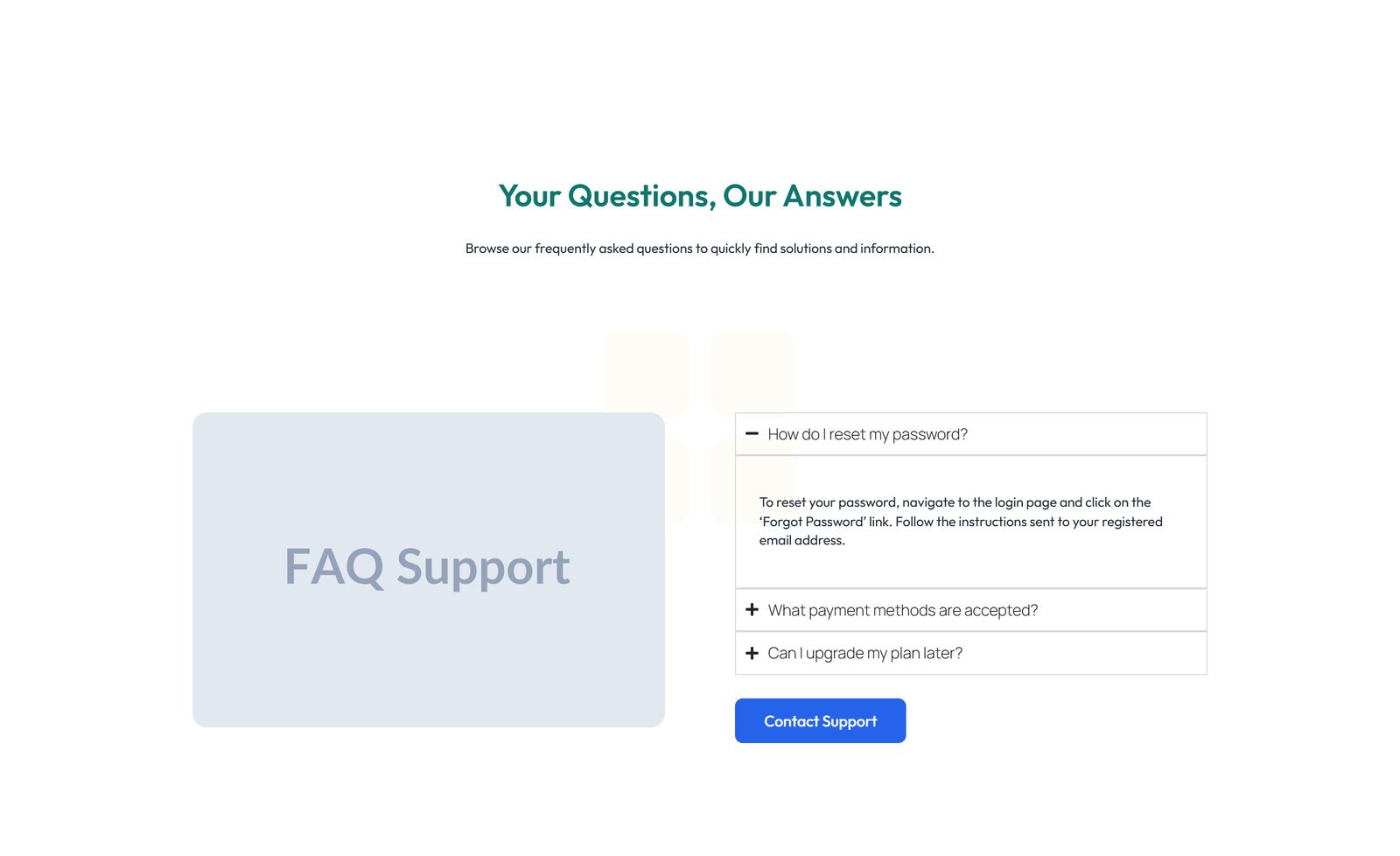 Centered FAQ with Accordion, Follow-up CTA 93 - Elementor component