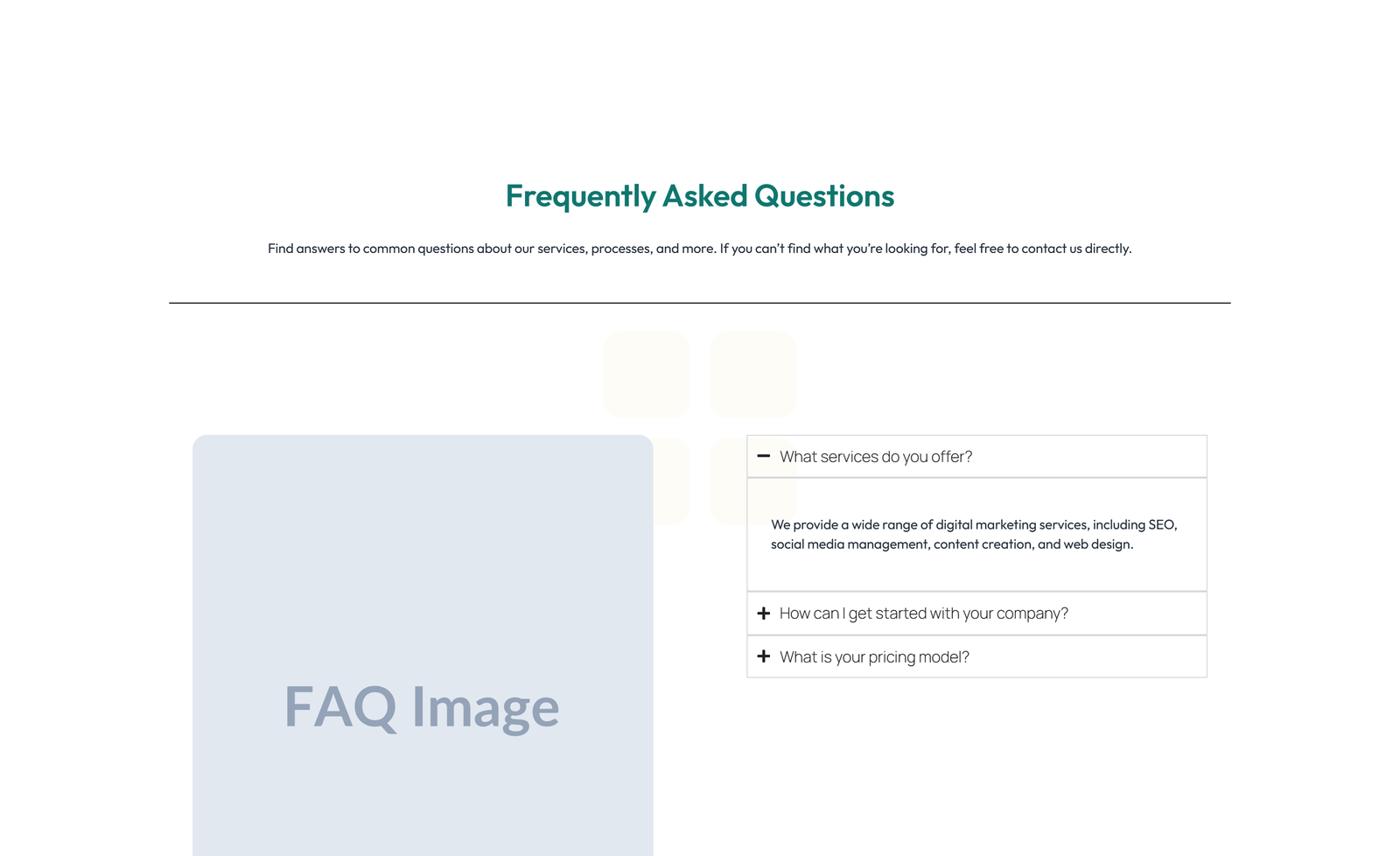 Centered FAQ with Accordion, Follow-up CTA 95 - Elementor component