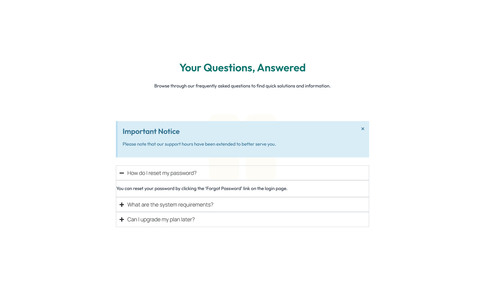 Split FAQ with Text and CTA Left and Accordion Right 100 - Elementor component