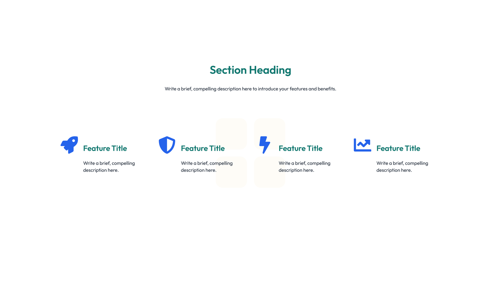 Screenshot of Feature Grid with 3-column Icon, Title, Text Cards - Elementor Feature Sections component