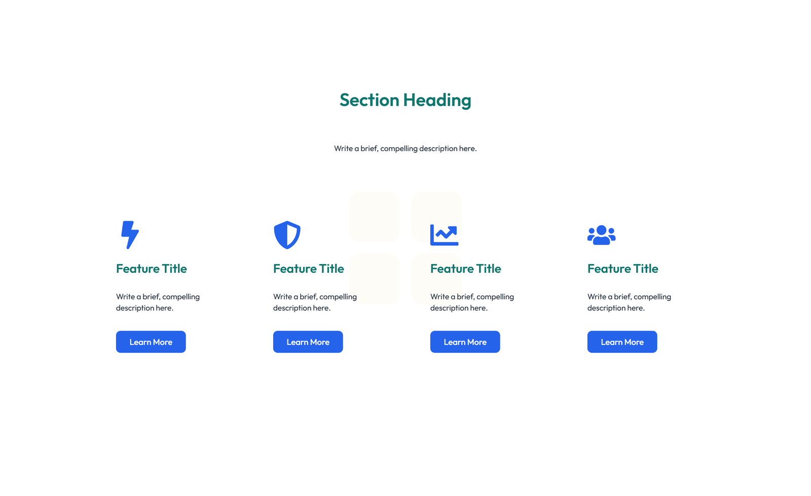 Screenshot of Feature Grid with 3-column Icon, Title, Text Cards 2 - Elementor Feature Sections component