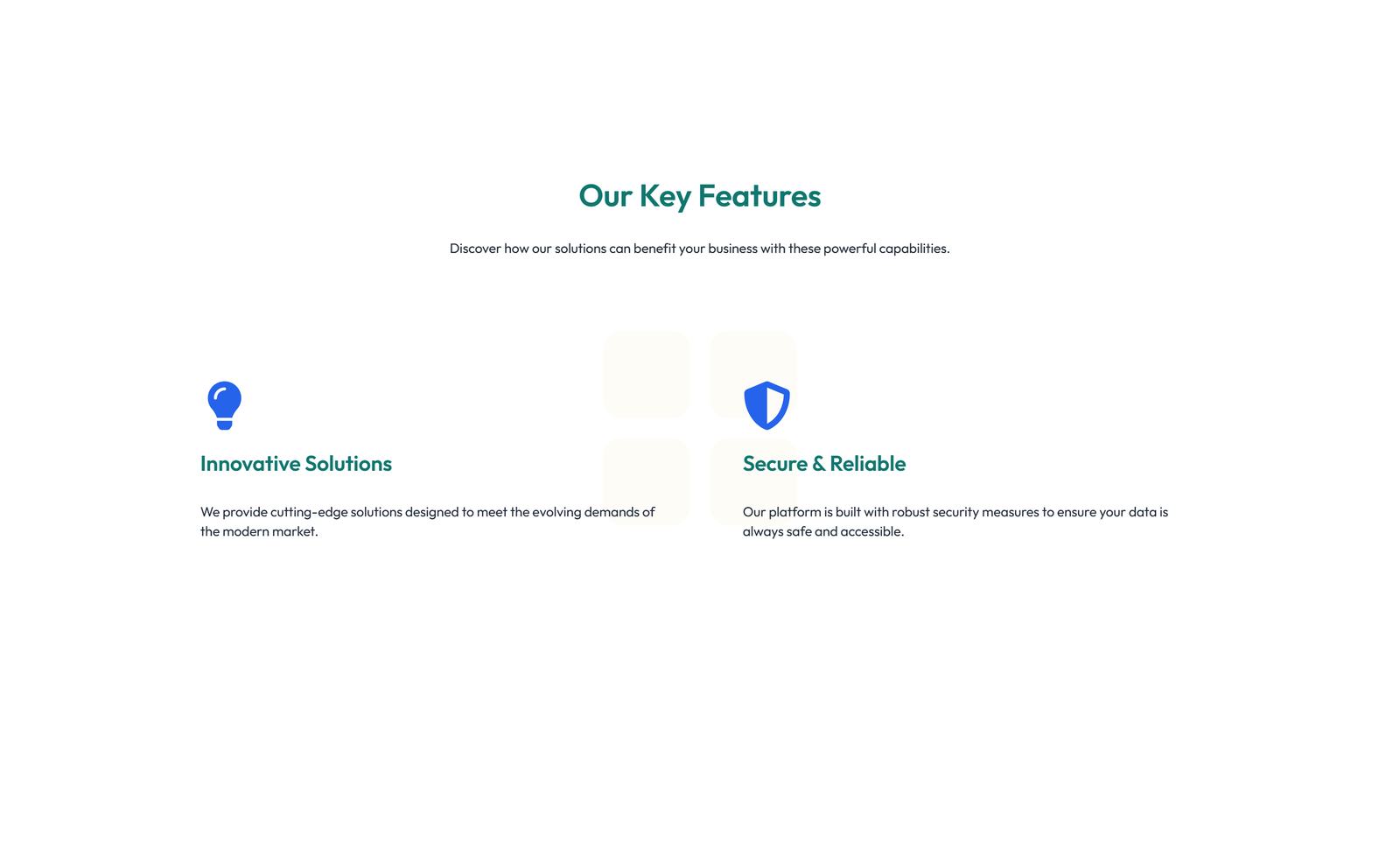 Screenshot of Feature Grid with 4-column Icon-box Cards 10 - Elementor Feature Sections component