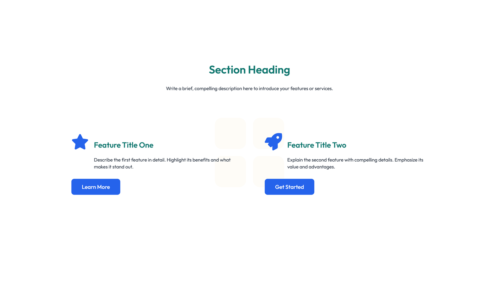 Screenshot of Feature Grid with 2-column Image, Title, Text Cards 11 - Elementor Feature Sections component
