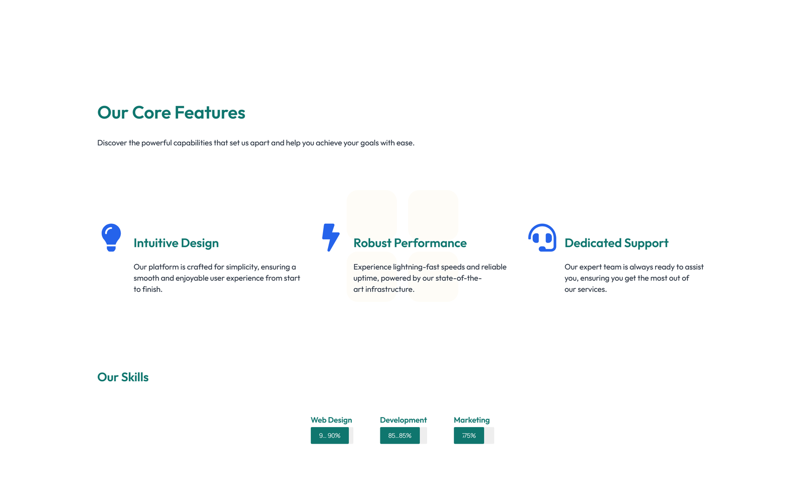 Screenshot of Feature Grid with 3-column Icon, Title, Text, CTA Cards 18 - Elementor Feature Sections component