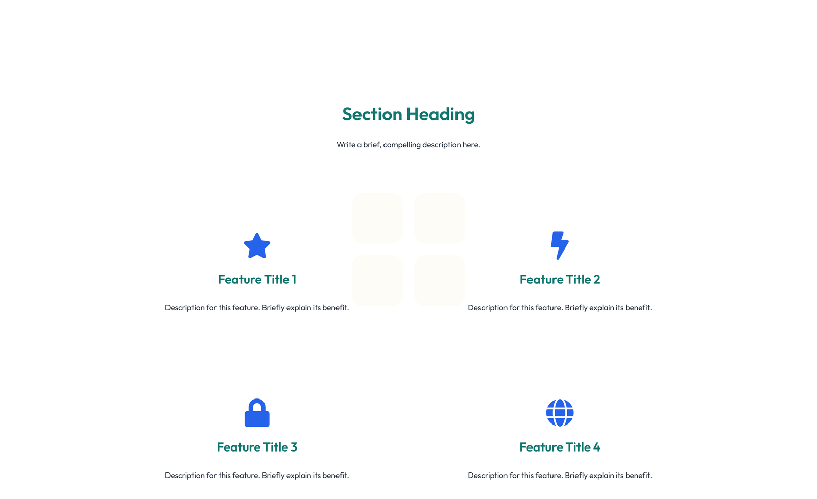 Screenshot of Feature Grid with 4-column Icon-box Cards 19 - Elementor Feature Sections component