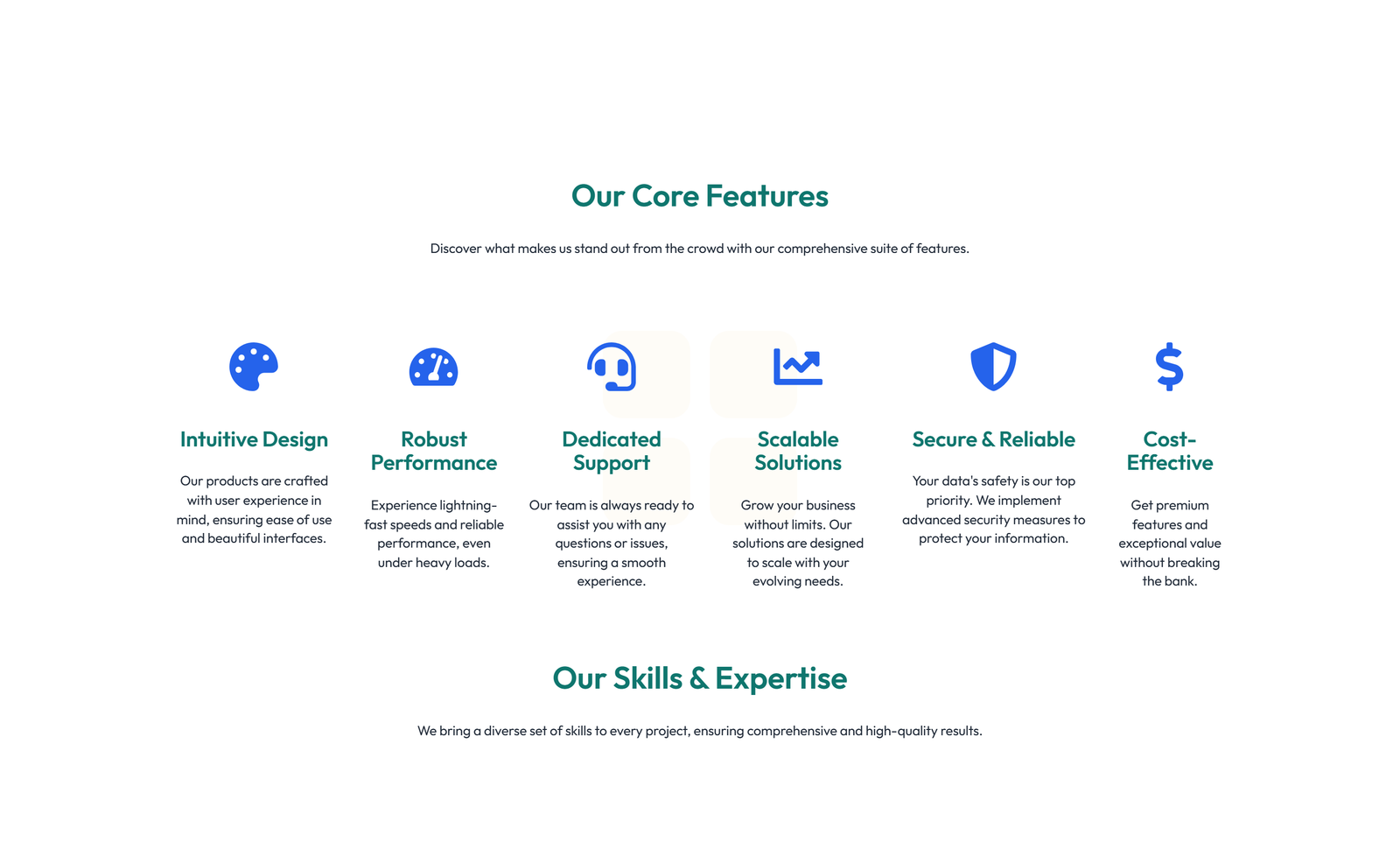 Feature Grid with 4-column Icon-box Cards 23 - Elementor component