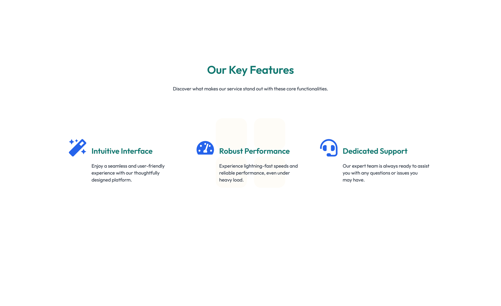 Screenshot of Feature Grid with 4-column Icon-box Cards 30 - Elementor Feature Sections component