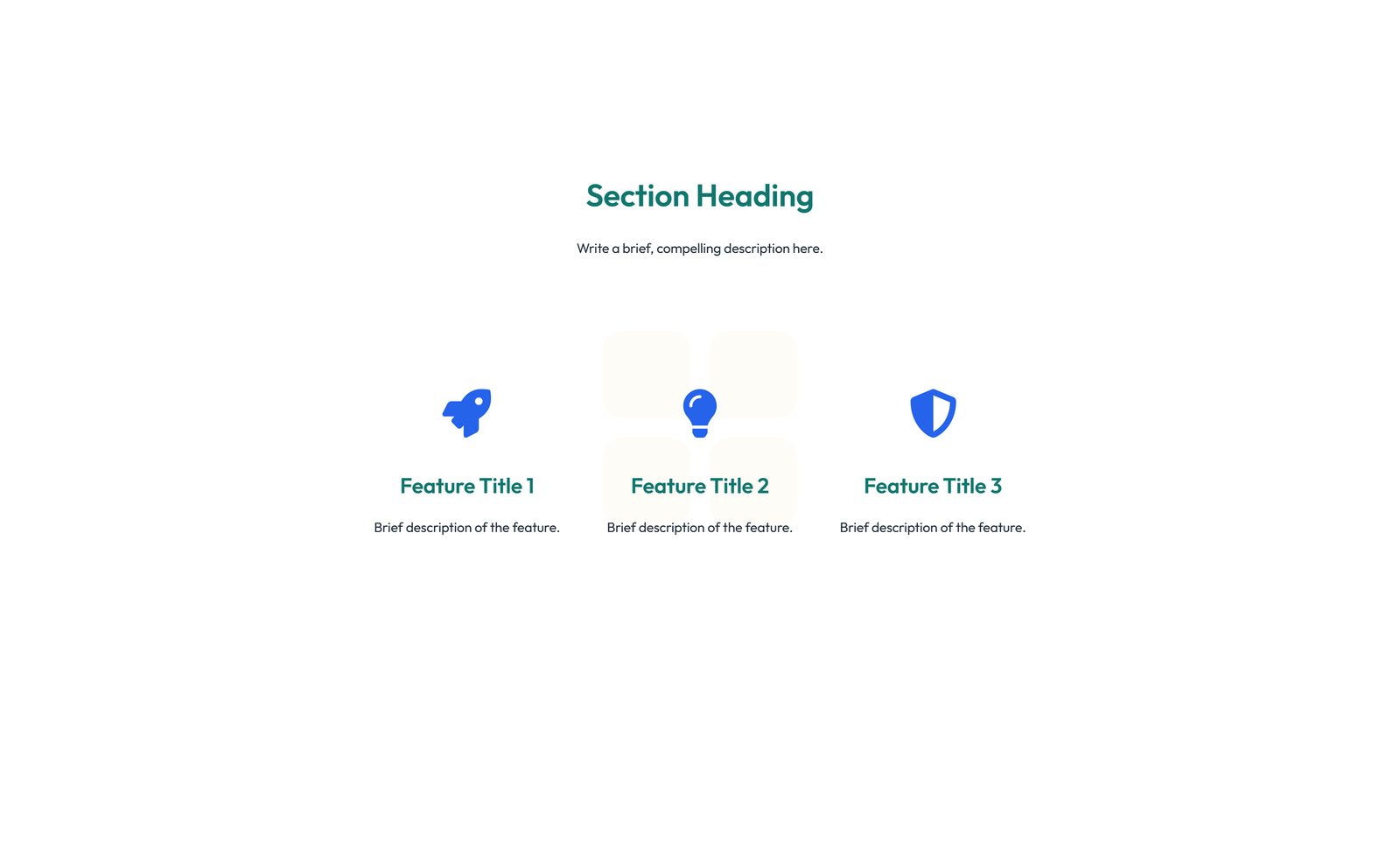 Screenshot of Feature Grid with 3-column Icon, Title, Text Cards 31 - Elementor Feature Sections component