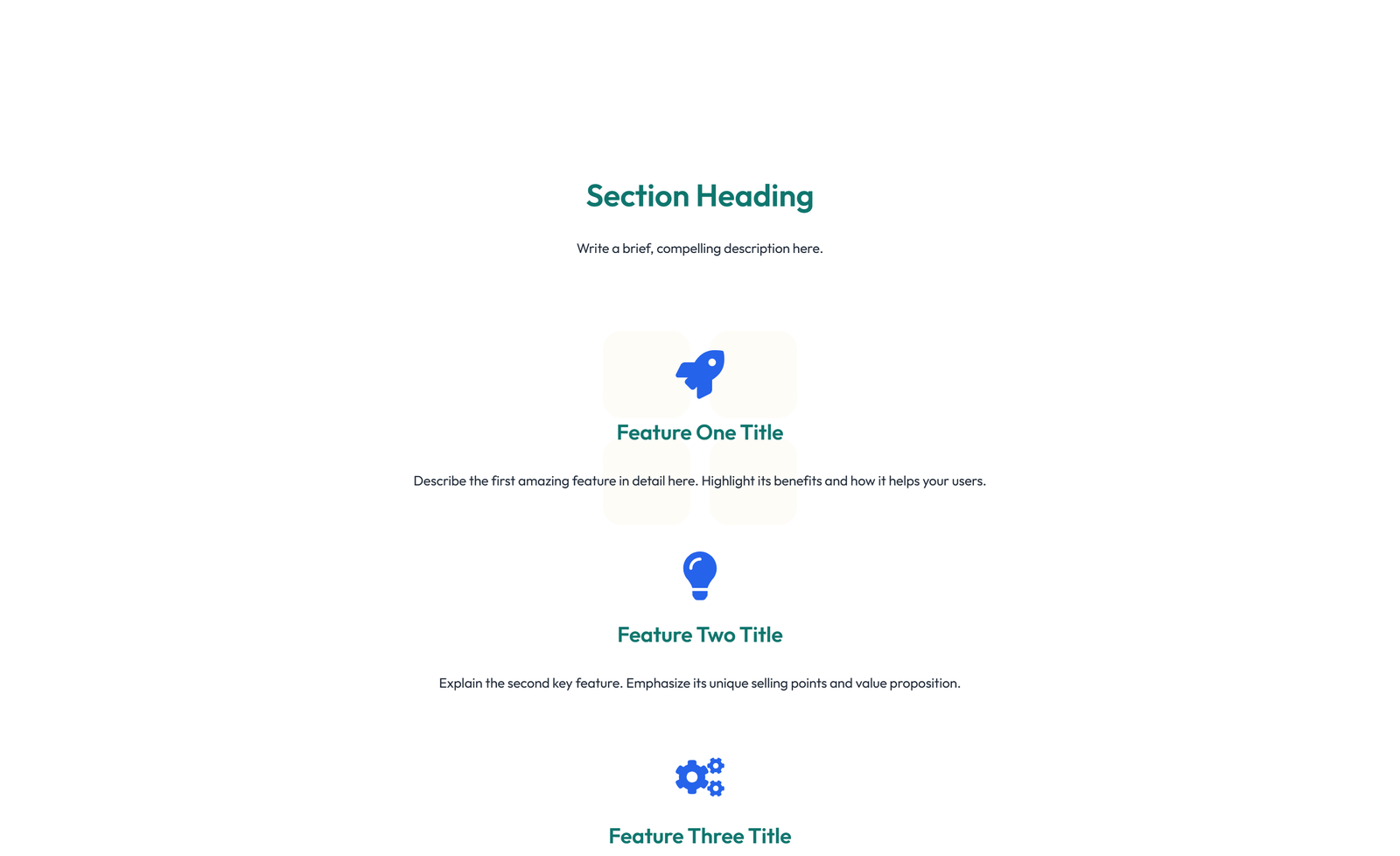 Screenshot of Feature Grid with 4-column Icon-box Cards 31 - Elementor Feature Sections component