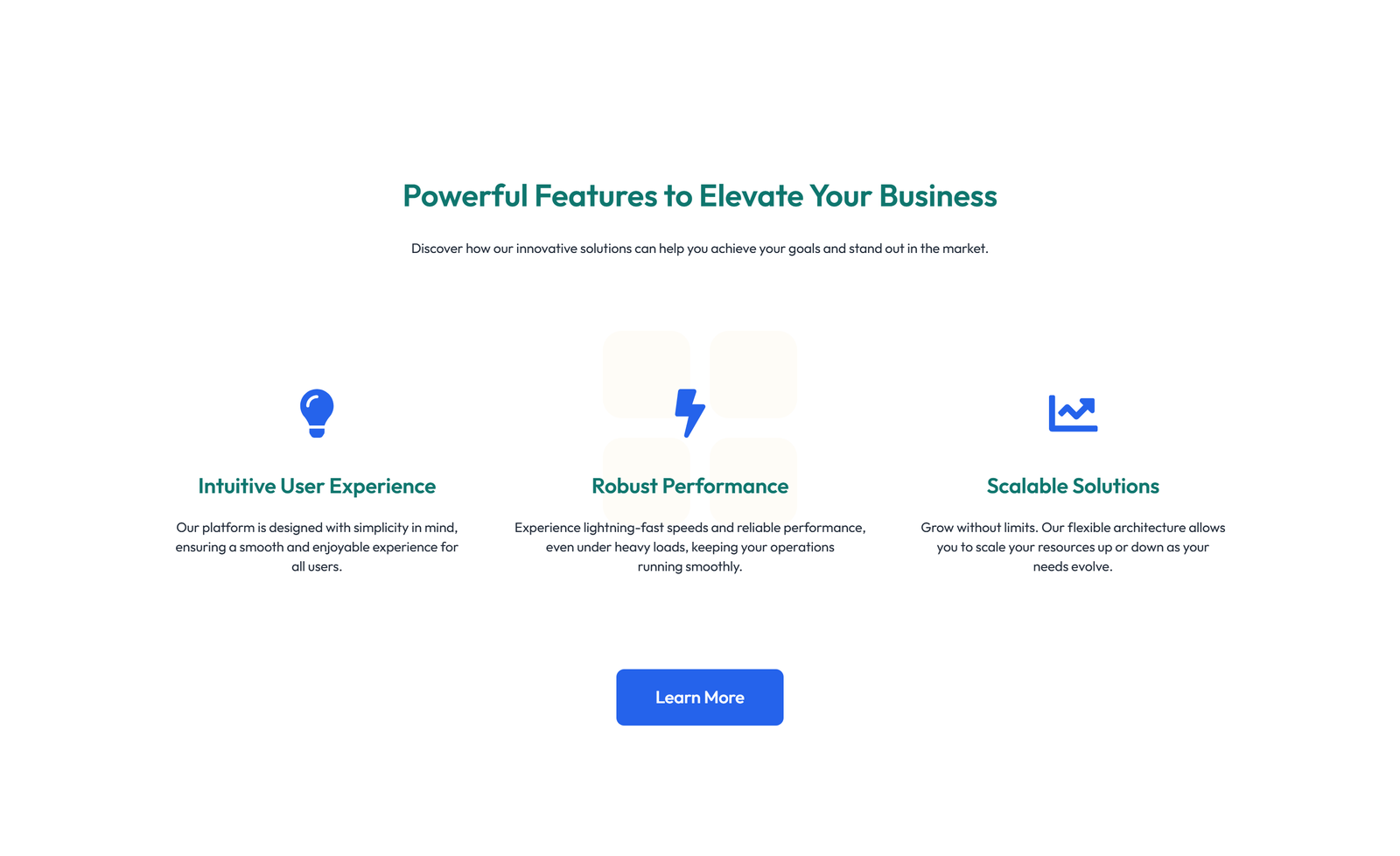 Feature Grid with 3-column Icon, Title, Text, CTA Cards 31 - Elementor component