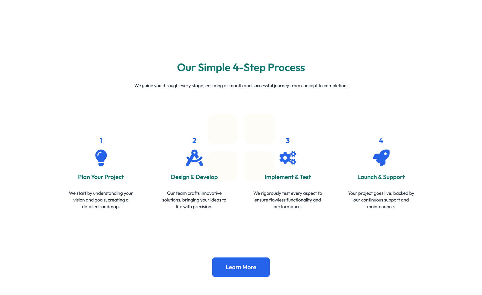 Screenshot of Feature Grid with 3-column Icon, Title, Text, CTA Cards 35 - Elementor Feature Sections component