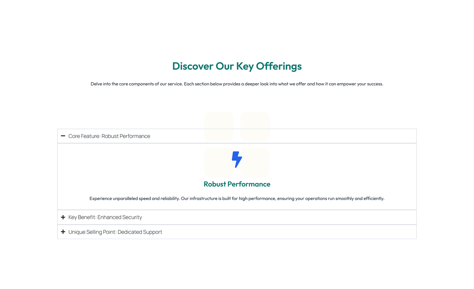 Screenshot of Feature Grid with 3-column Icon, Title, Text, CTA Cards 46 - Elementor Feature Sections component