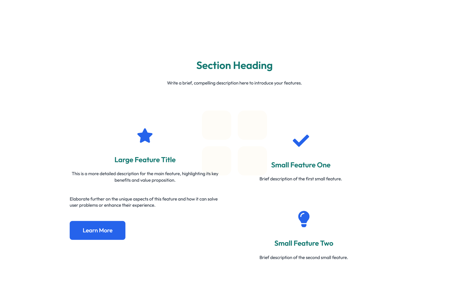 Screenshot of Feature Grid with 3-column Icon, Title, Text, CTA Cards 49 - Elementor Feature Sections component