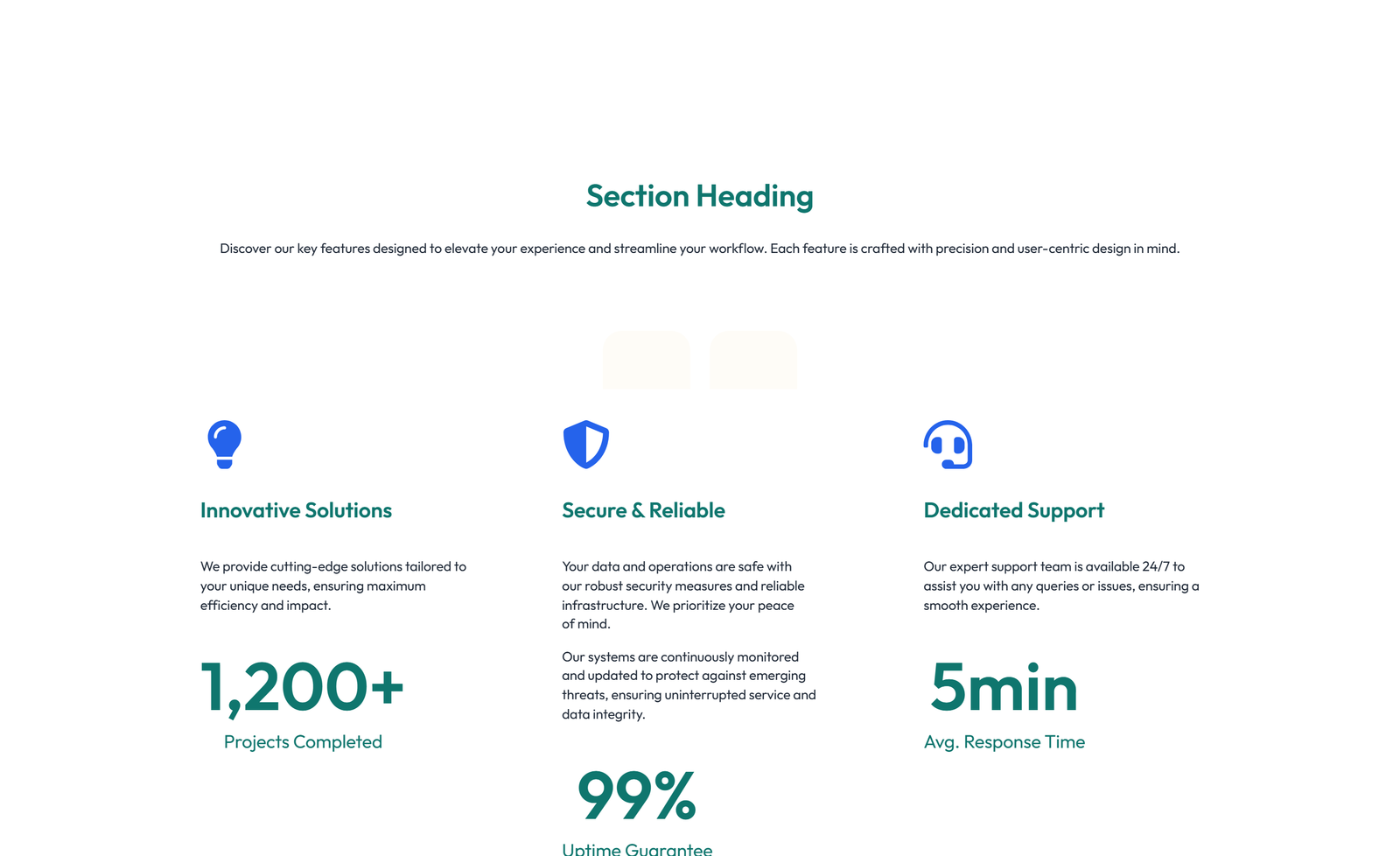 Feature Grid with 2-column Image, Title, Text Cards 54 - Elementor component