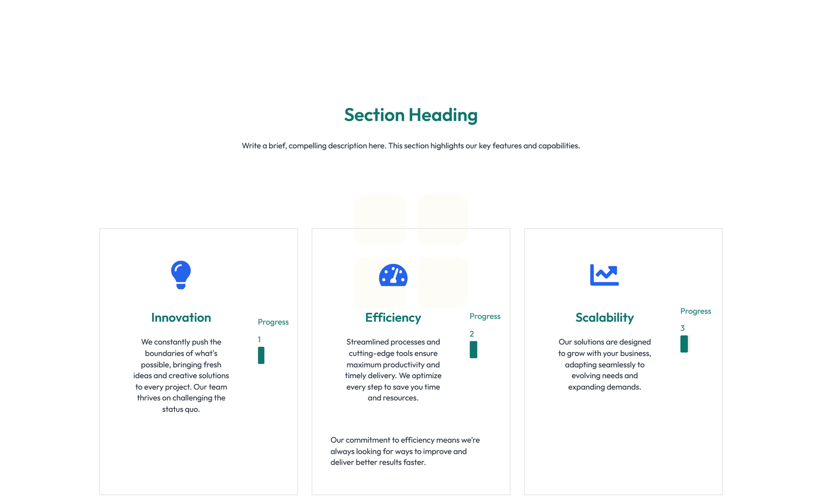 Feature Grid with 3-column Icon, Title, Text, CTA Cards 54 - Elementor component