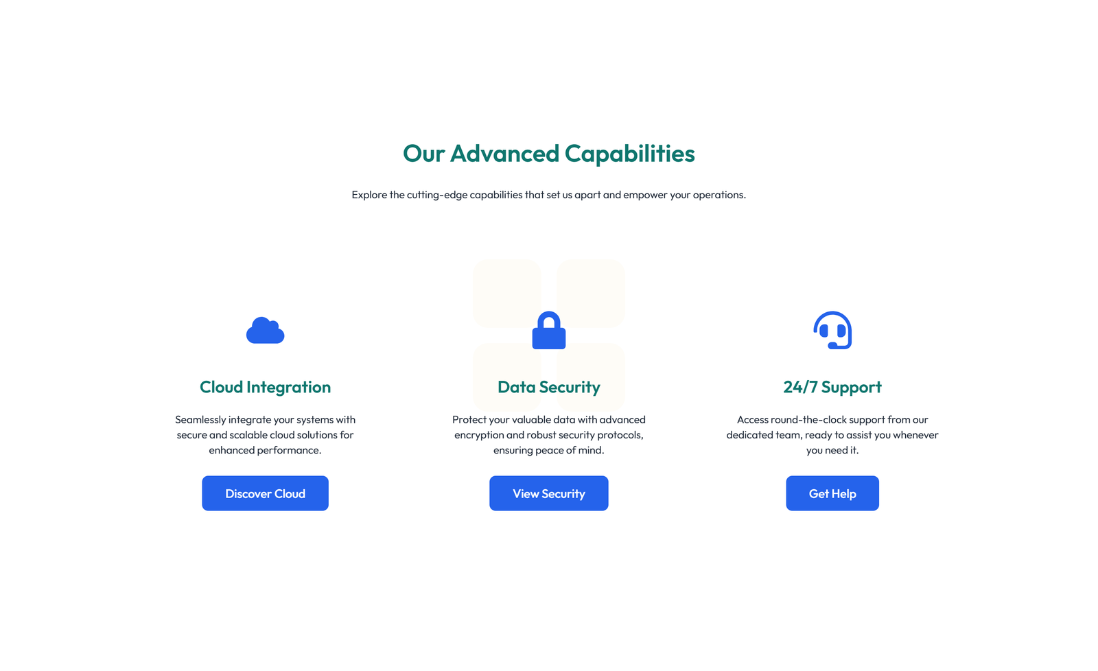 Feature Grid with 3-column Icon, Title, Text, CTA Cards 55 - Elementor component