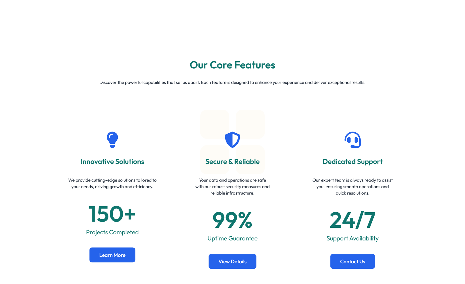 Feature Grid with 3-column Icon, Title, Text, CTA Cards 56 - Elementor component