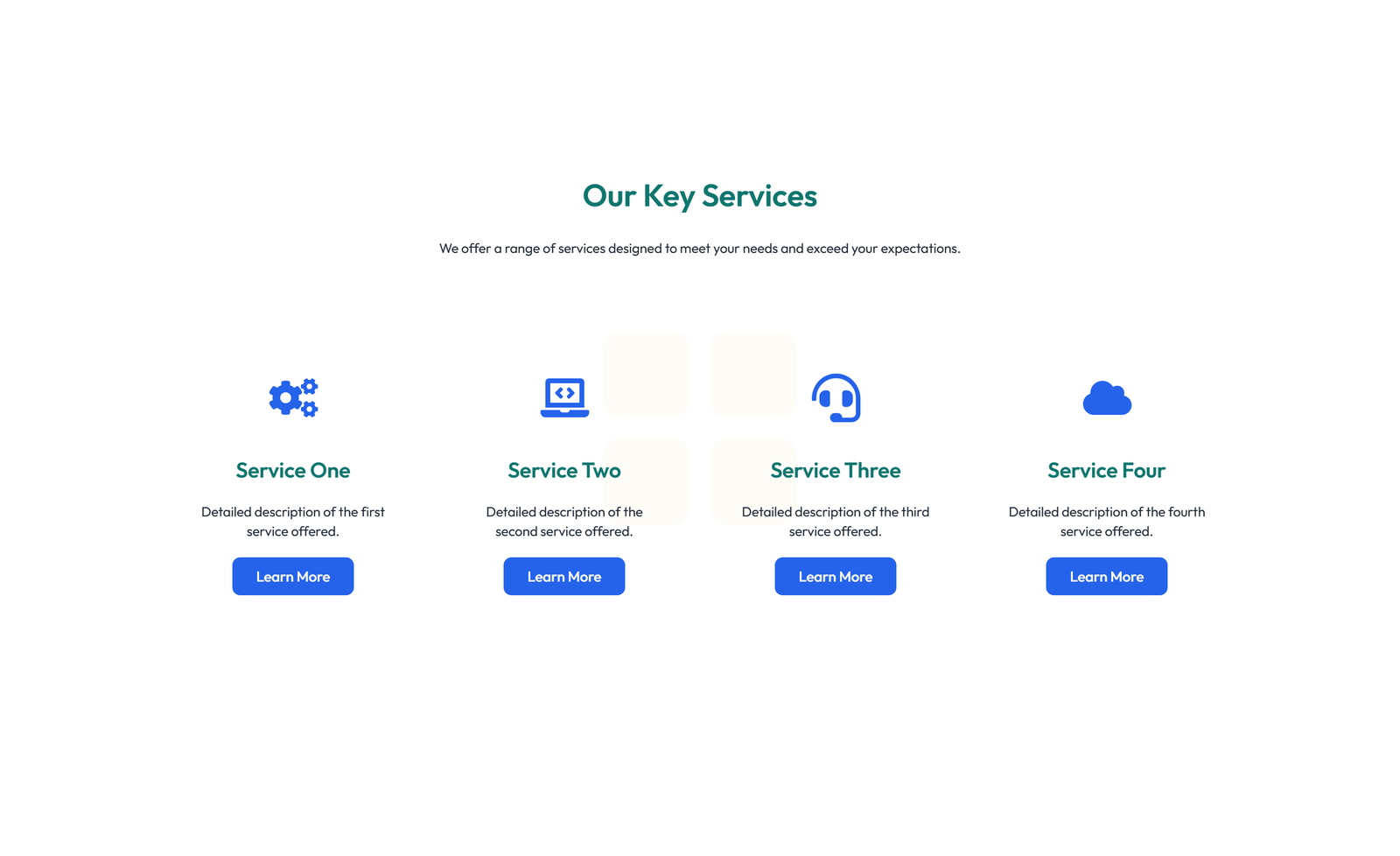 Screenshot of Feature Grid with 4-column Icon-box Cards 63 - Elementor Feature Sections component
