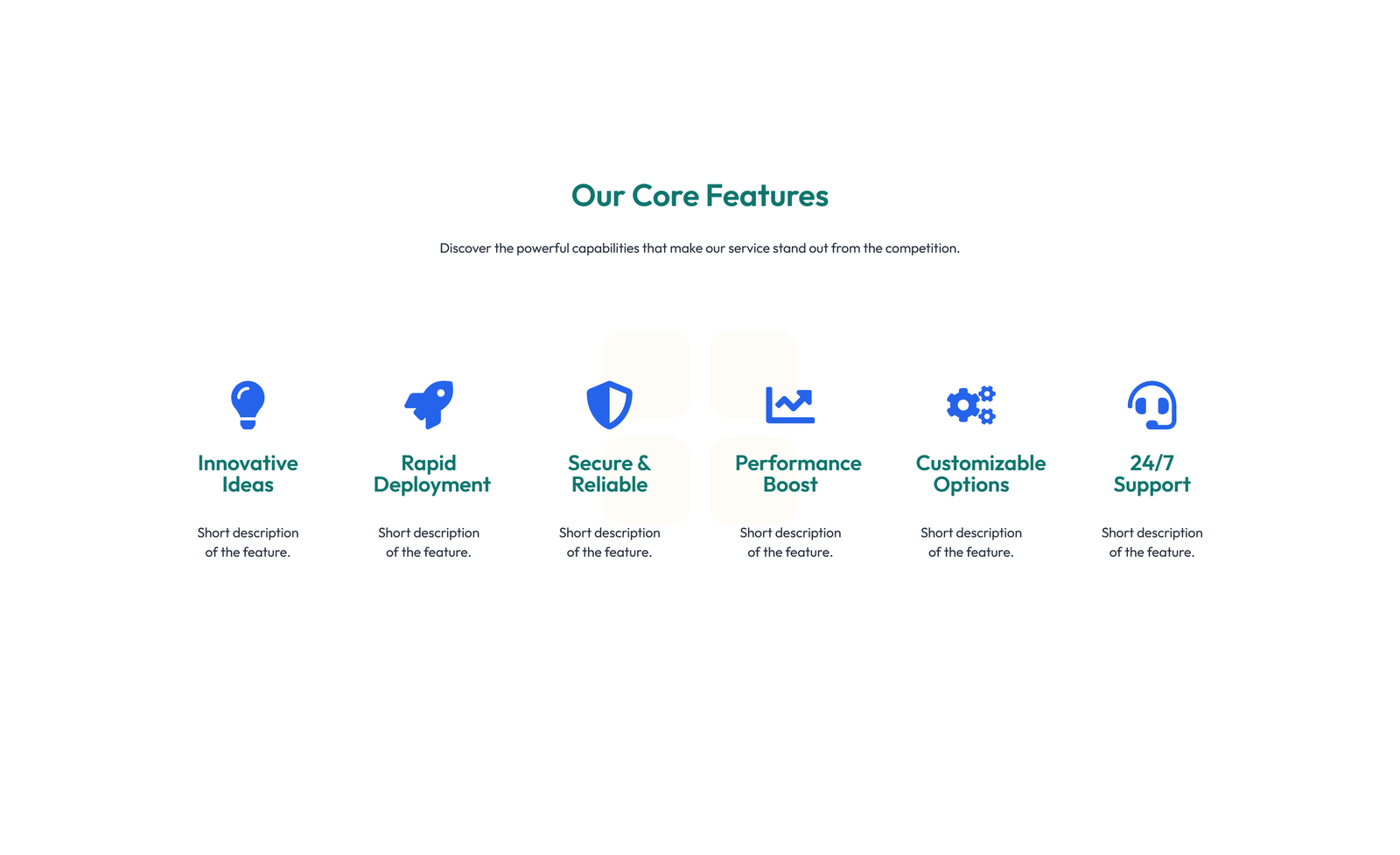 Screenshot of Feature Grid with 4-column Icon-box Cards 64 - Elementor Feature Sections component