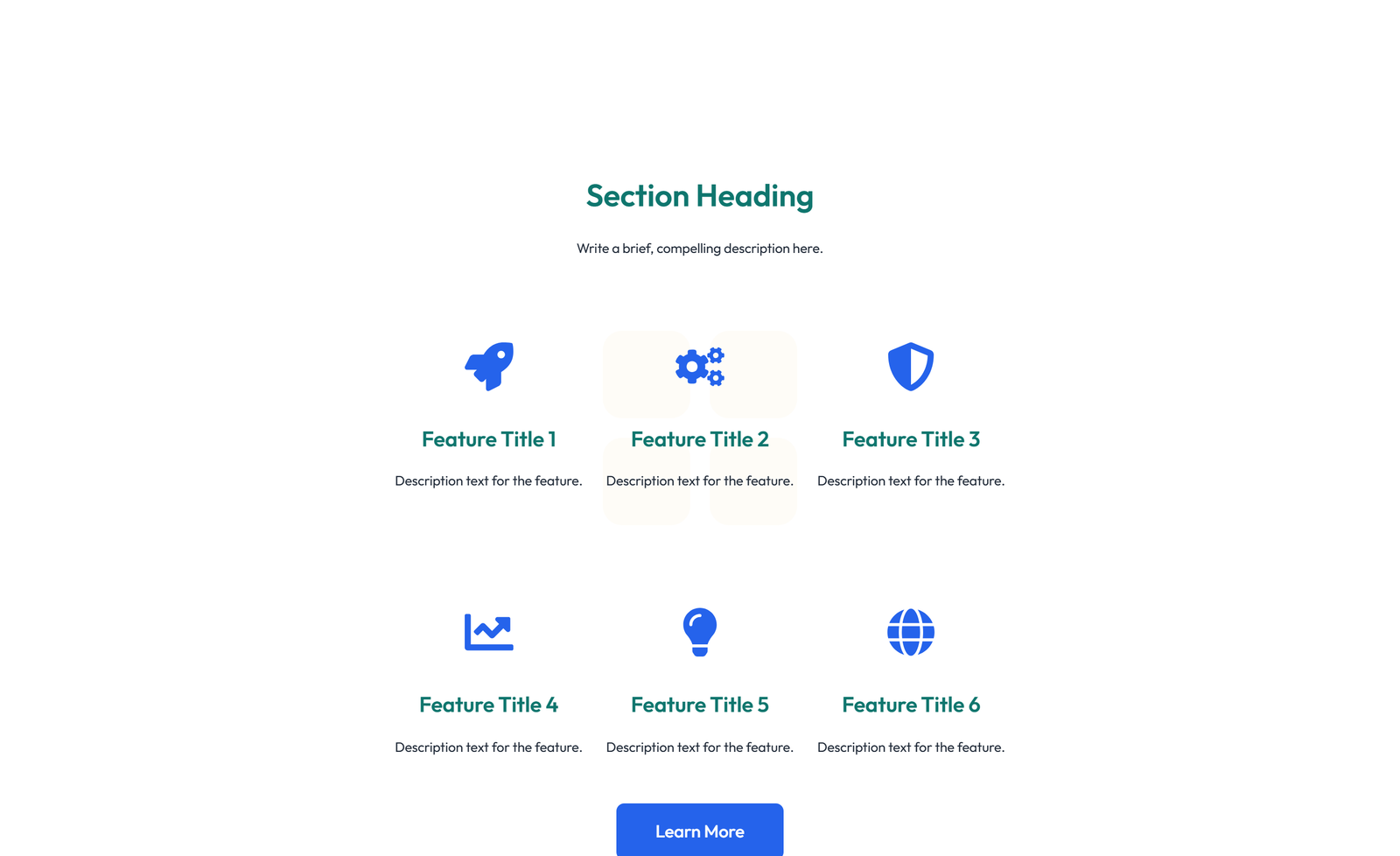 Screenshot of Feature Grid with 2-column Image, Title, Text Cards 65 - Elementor Feature Sections component