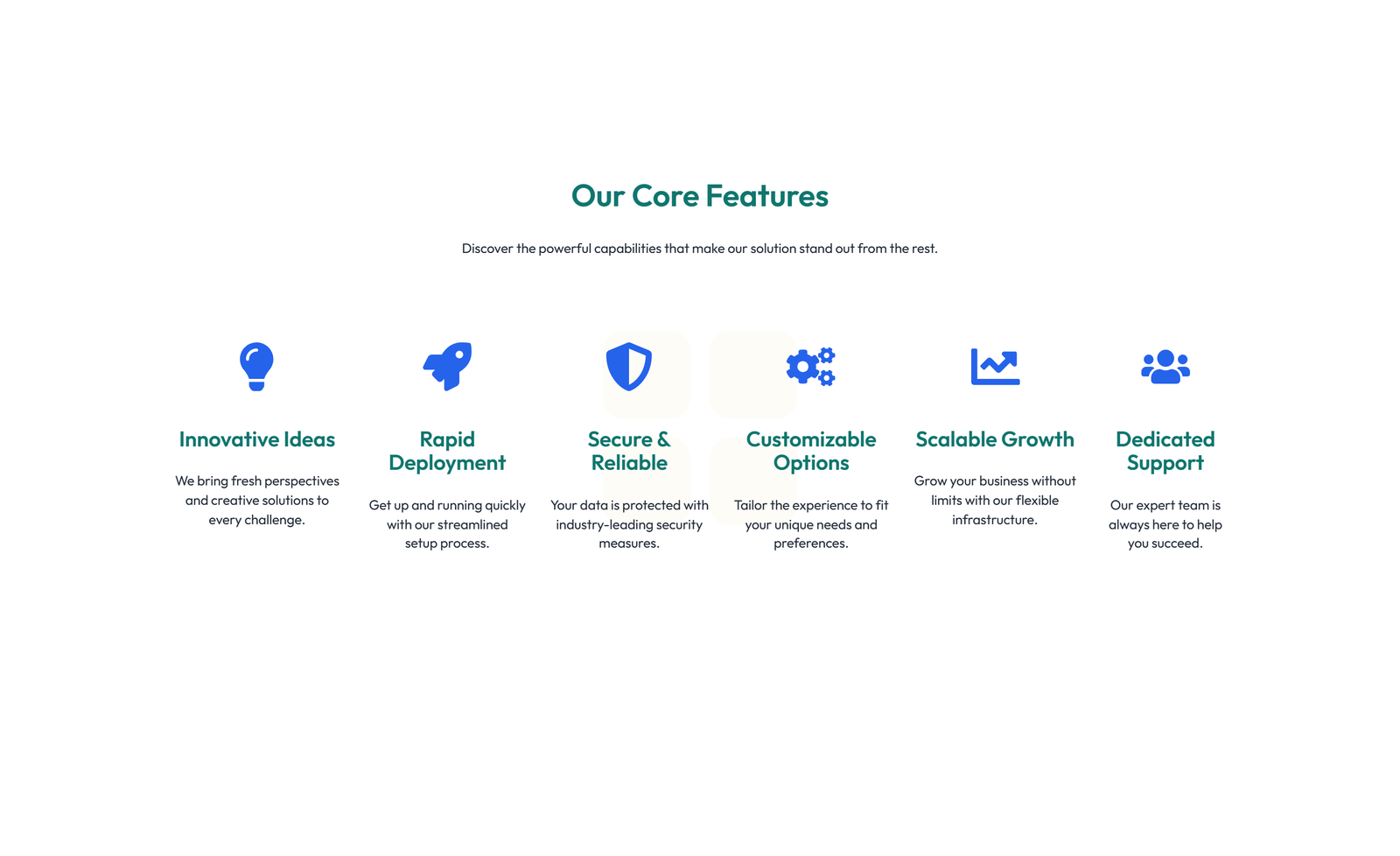 Screenshot of Feature Grid with 3-column Icon, Title, Text, CTA Cards 65 - Elementor Feature Sections component