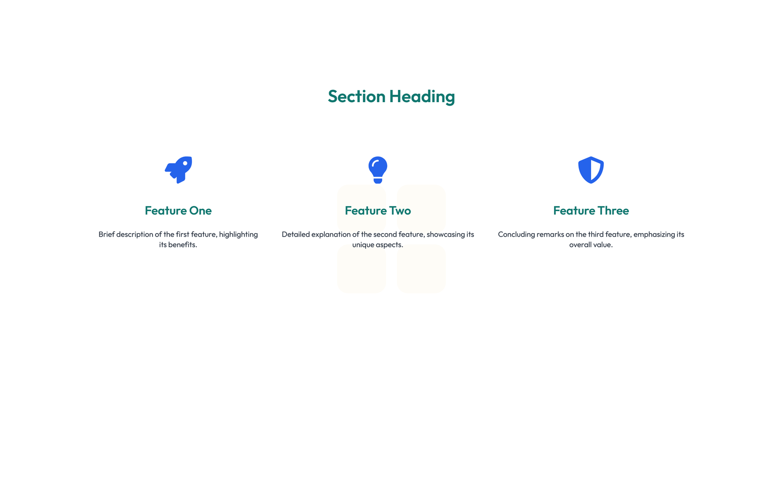 Screenshot of Feature Grid with 3-column Icon, Title, Text Cards 70 - Elementor Feature Sections component