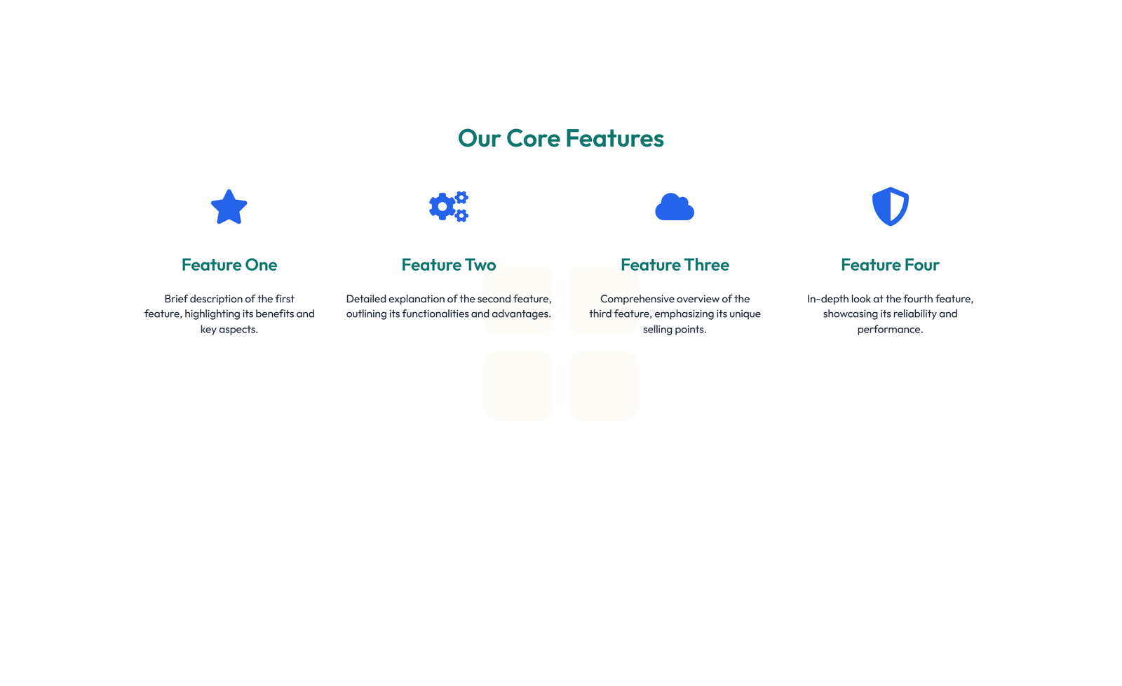 Screenshot of Feature Grid with 3-column Icon, Title, Text, CTA Cards 70 - Elementor Feature Sections component