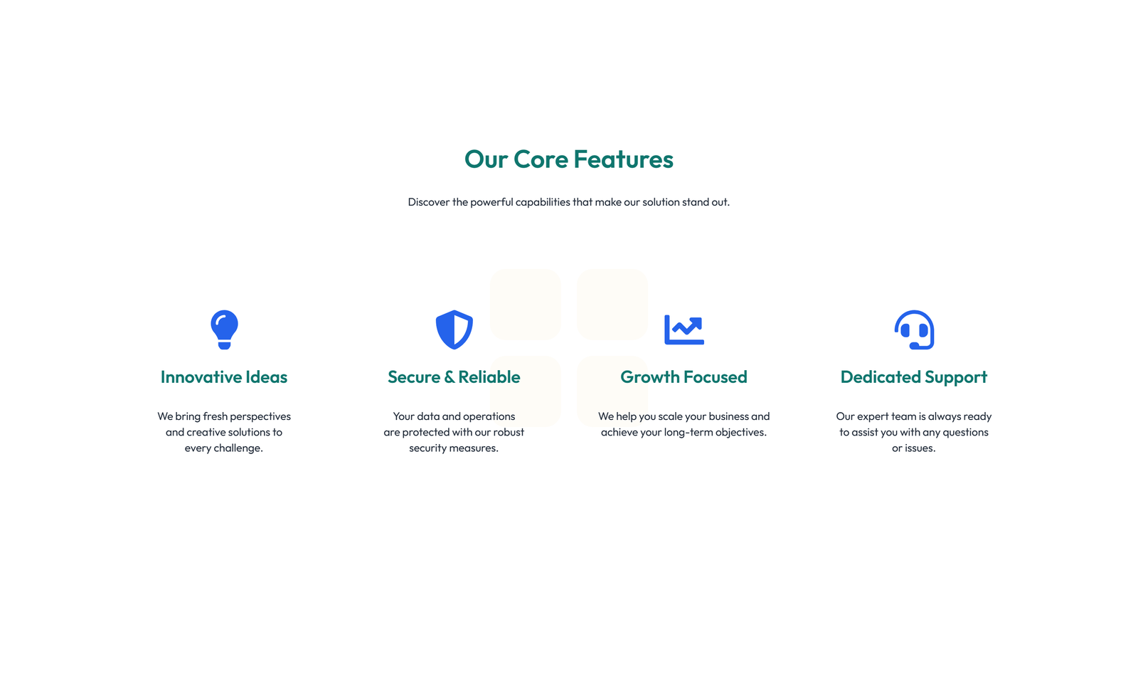 Screenshot of Feature Grid with 3-column Icon, Title, Text Cards 71 - Elementor Feature Sections component
