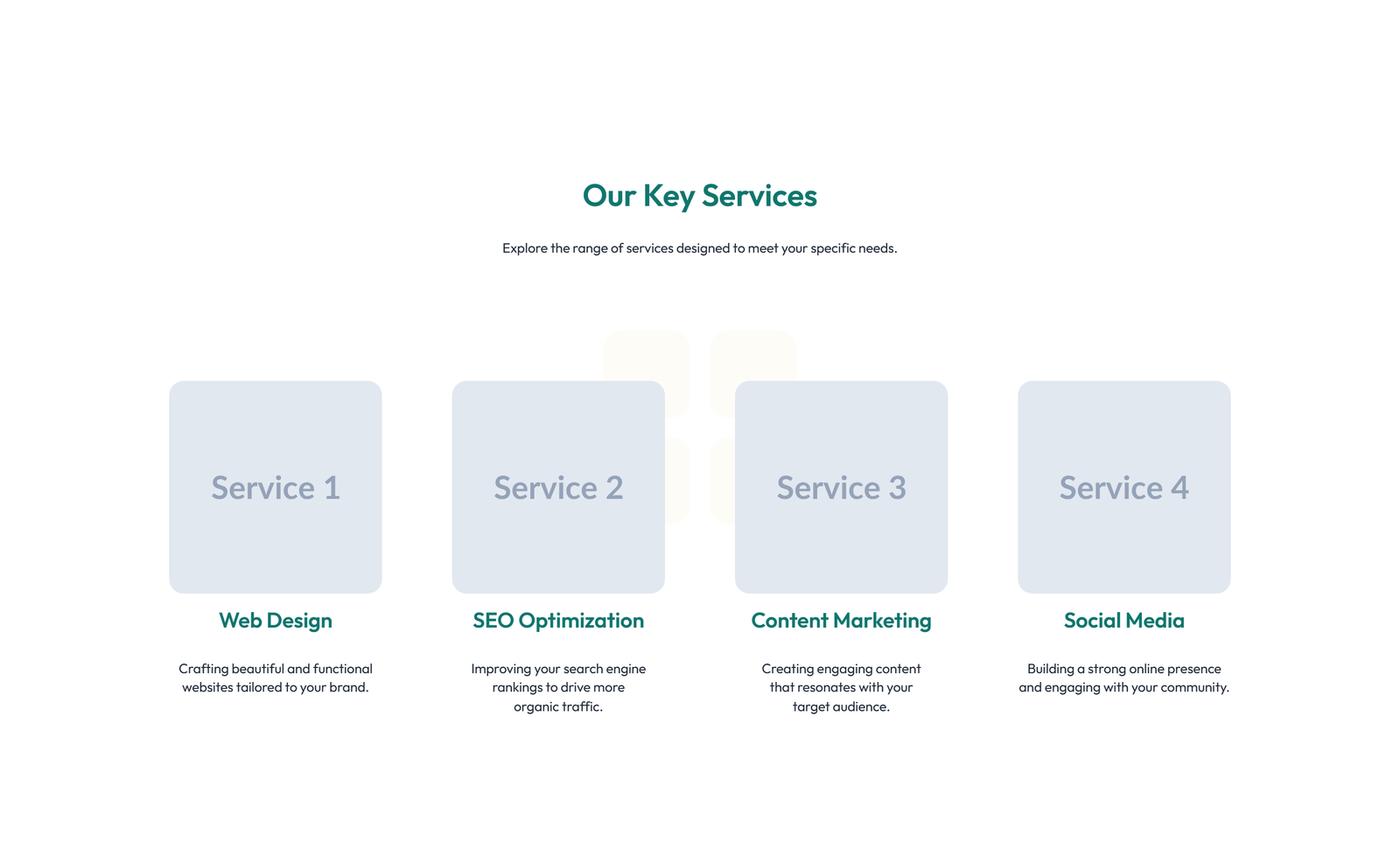 Feature Grid with 4-column Icon-box Cards 71 - Elementor component