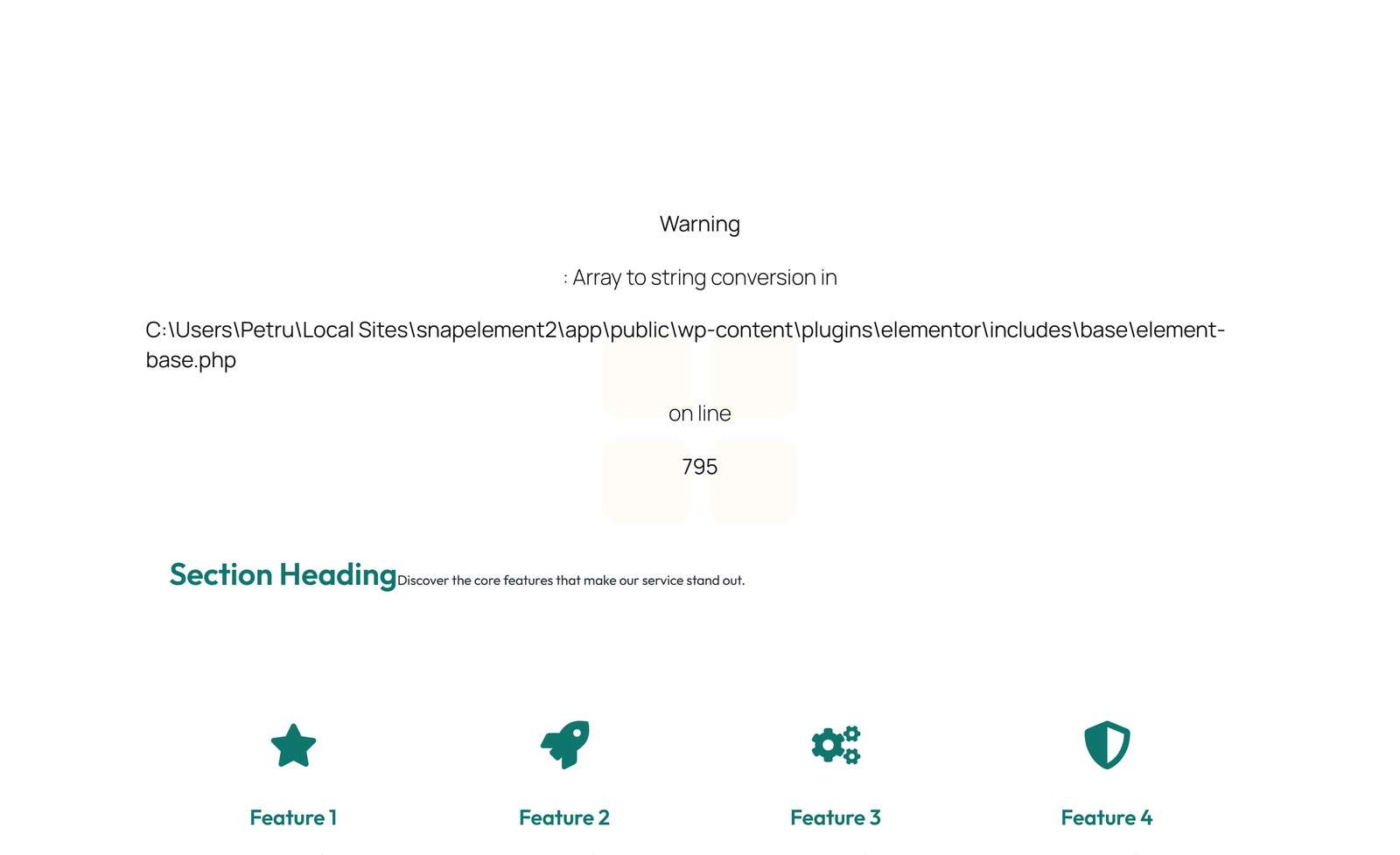 Screenshot of Feature Grid with 4-column Icon-box Cards 72 - Elementor Feature Sections component