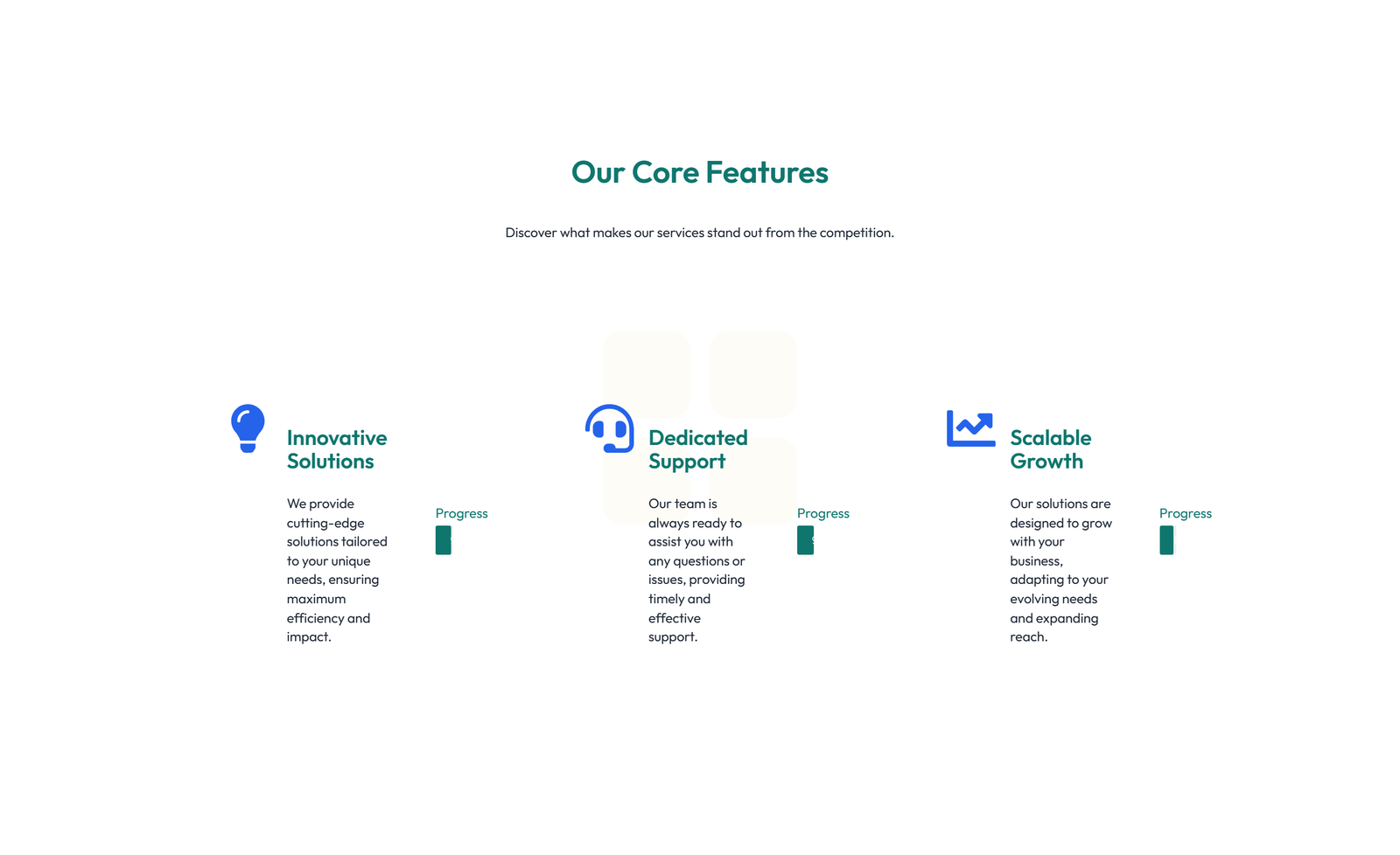 Screenshot of Feature Grid with 3-column Icon, Title, Text Cards 75 - Elementor Feature Sections component