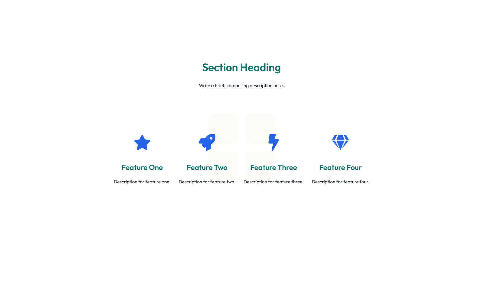 Screenshot of Feature Grid with 4-column Icon-box Cards 75 - Elementor Feature Sections component