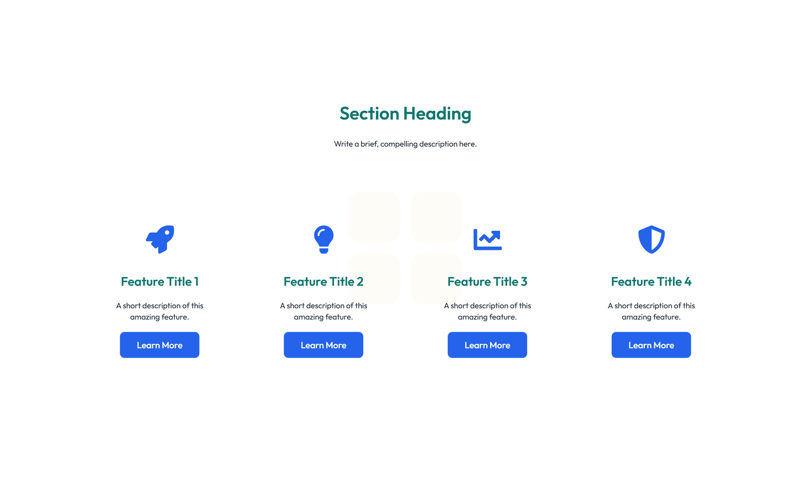 Screenshot of Feature Grid with 3-column Icon, Title, Text, CTA Cards 76 - Elementor Feature Sections component