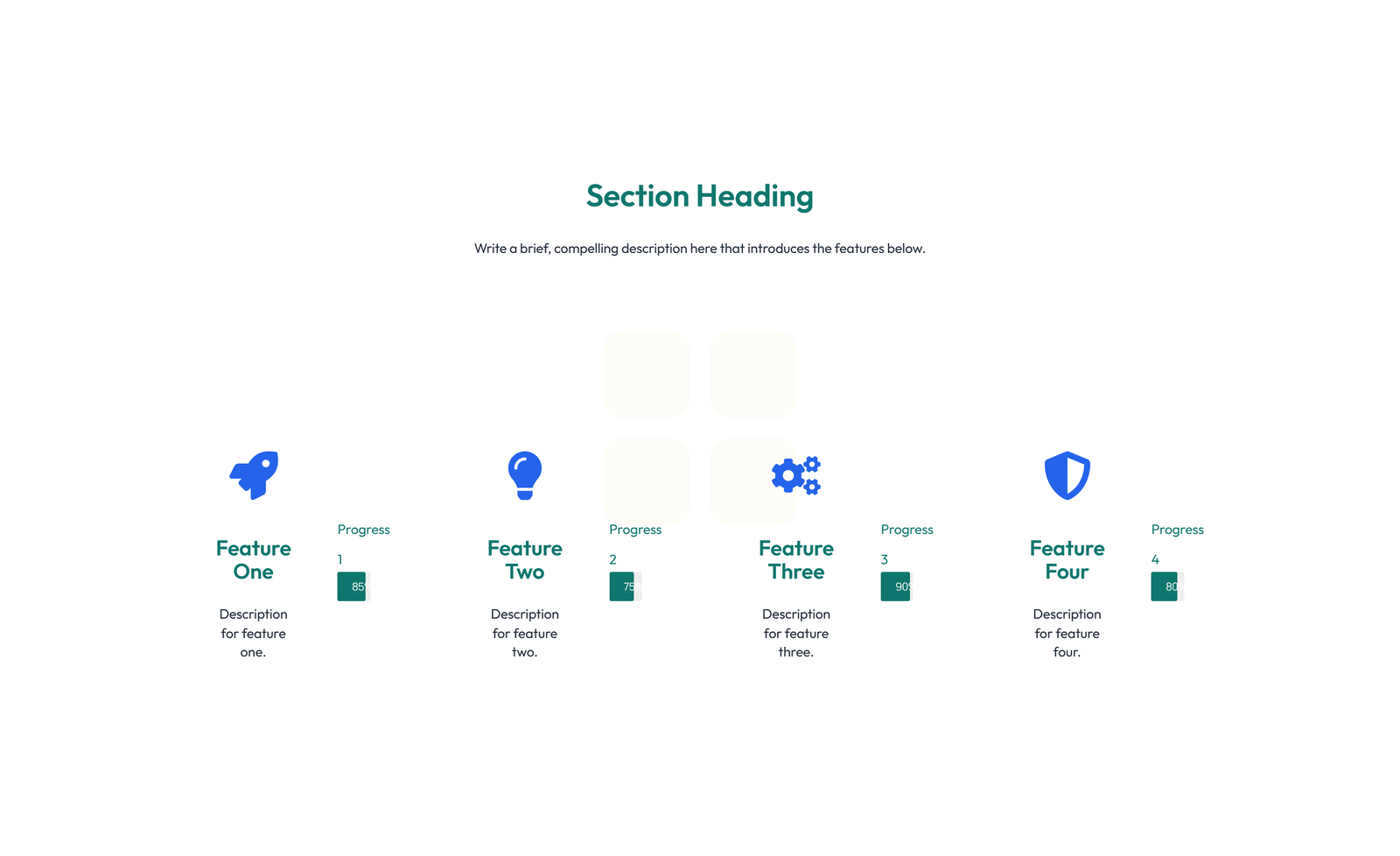 Screenshot of Feature Grid with 4-column Icon-box Cards 77 - Elementor Feature Sections component
