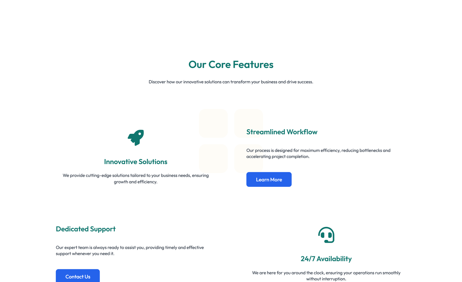 Feature Grid with 3-column Icon, Title, Text Cards 82 - Elementor component