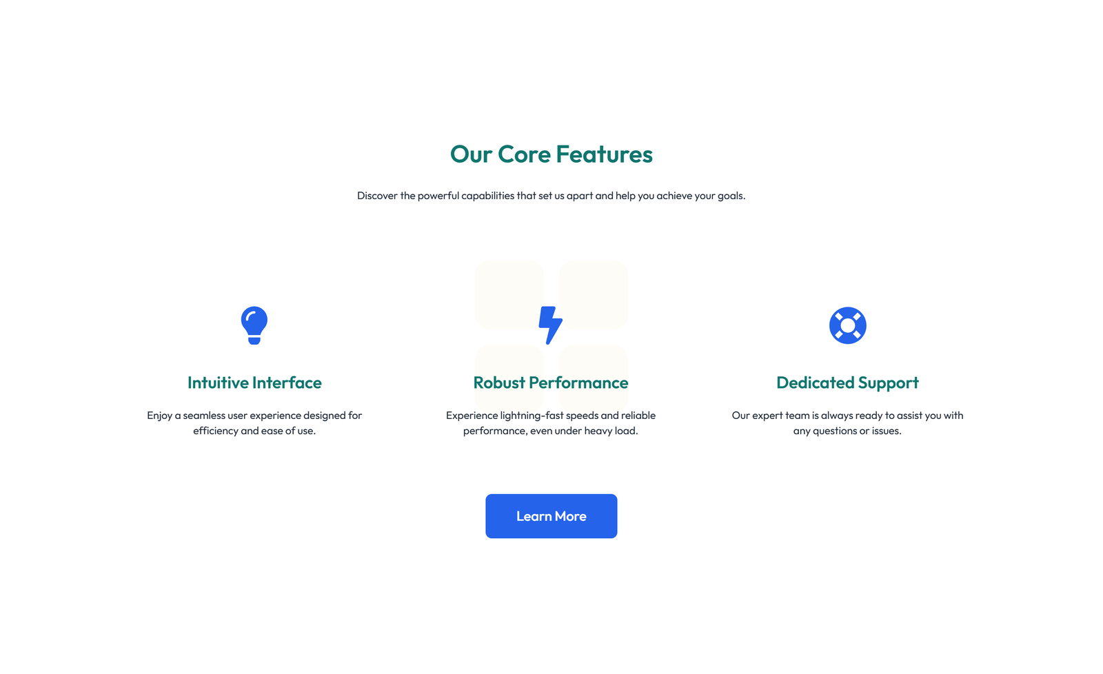 Screenshot of Feature Grid with 3-column Icon, Title, Text Cards 88 - Elementor Feature Sections component