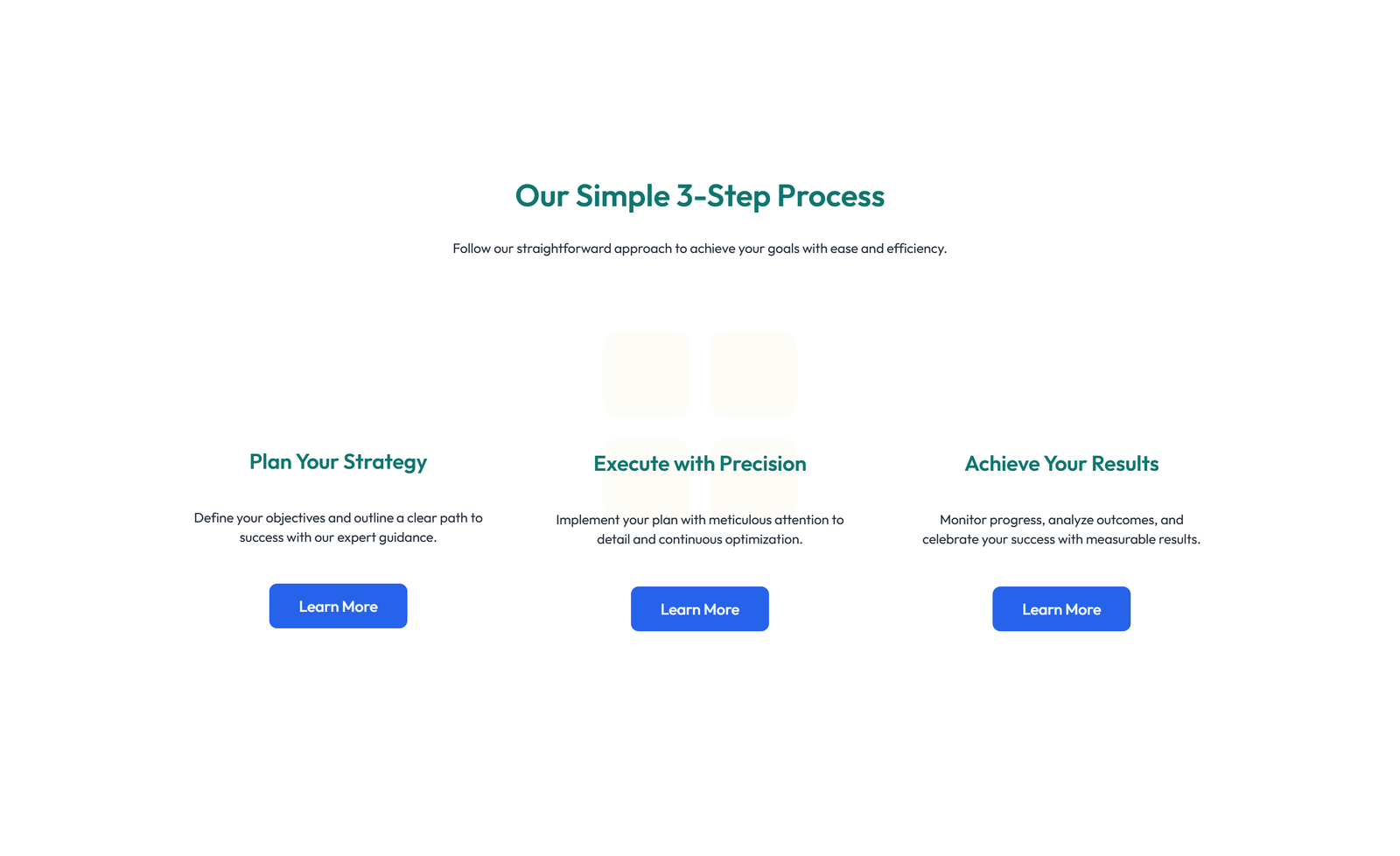 Screenshot of Feature Grid with 3-column Icon, Title, Text, CTA Cards 89 - Elementor Feature Sections component