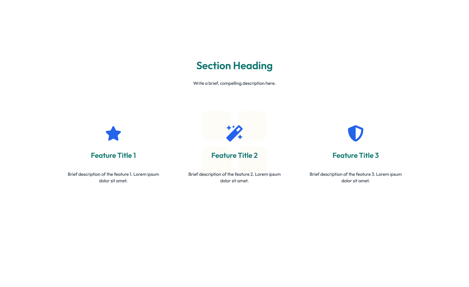 Screenshot of Feature Grid with 3-column Icon, Title, Text, CTA Cards 95 - Elementor Feature Sections component
