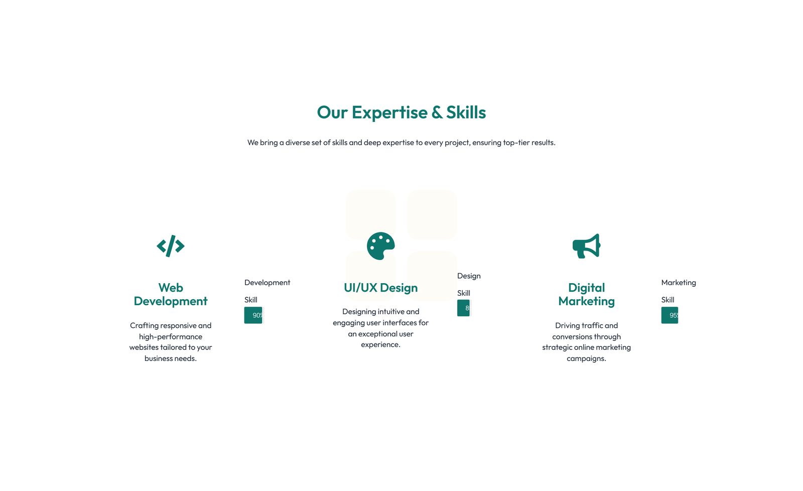 Screenshot of Feature Grid with 3-column Icon, Title, Text, CTA Cards 99 - Elementor Feature Sections component