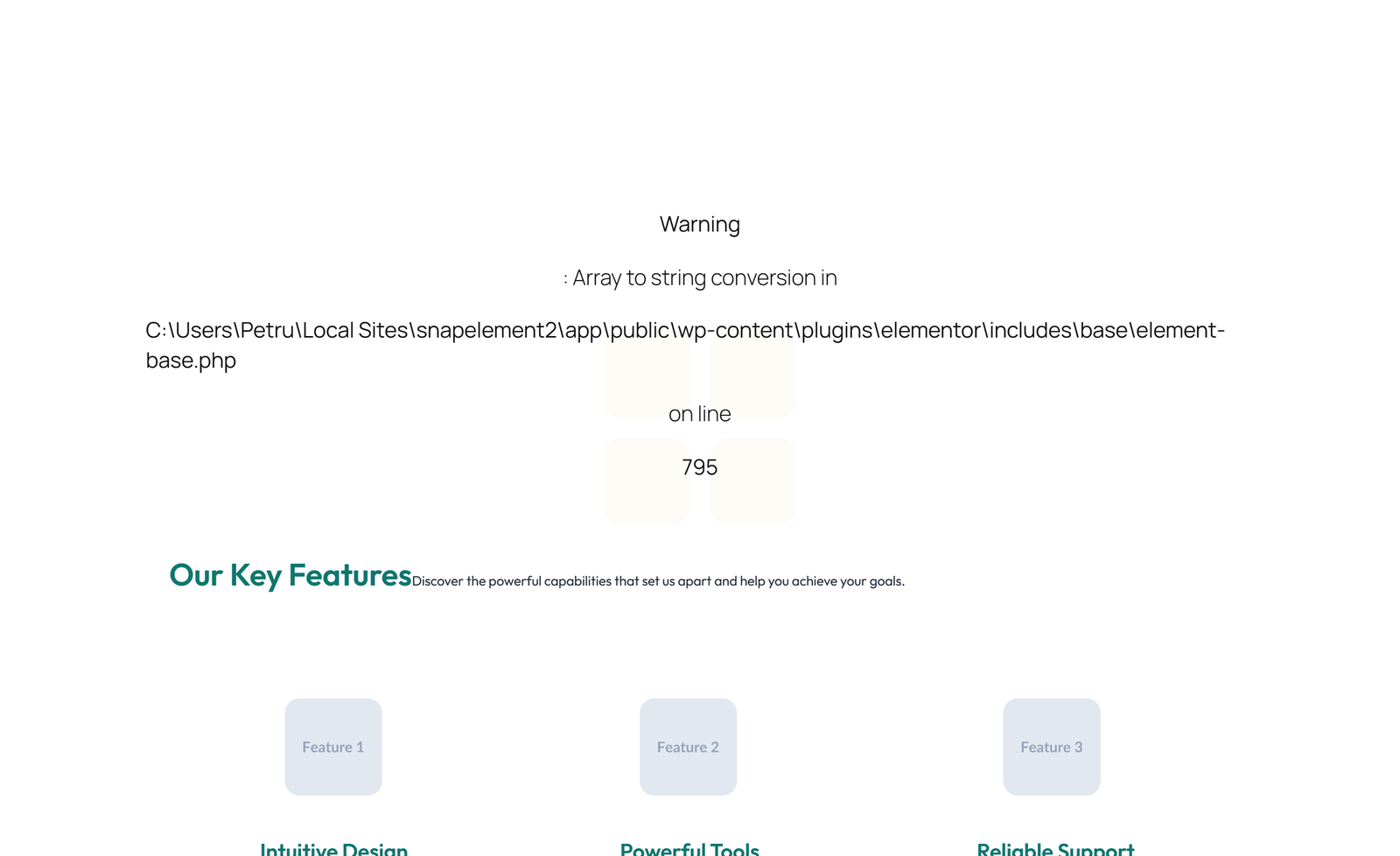 Screenshot of Feature Grid with 3-column Icon, Title, Text Cards 103 - Elementor Feature Sections component
