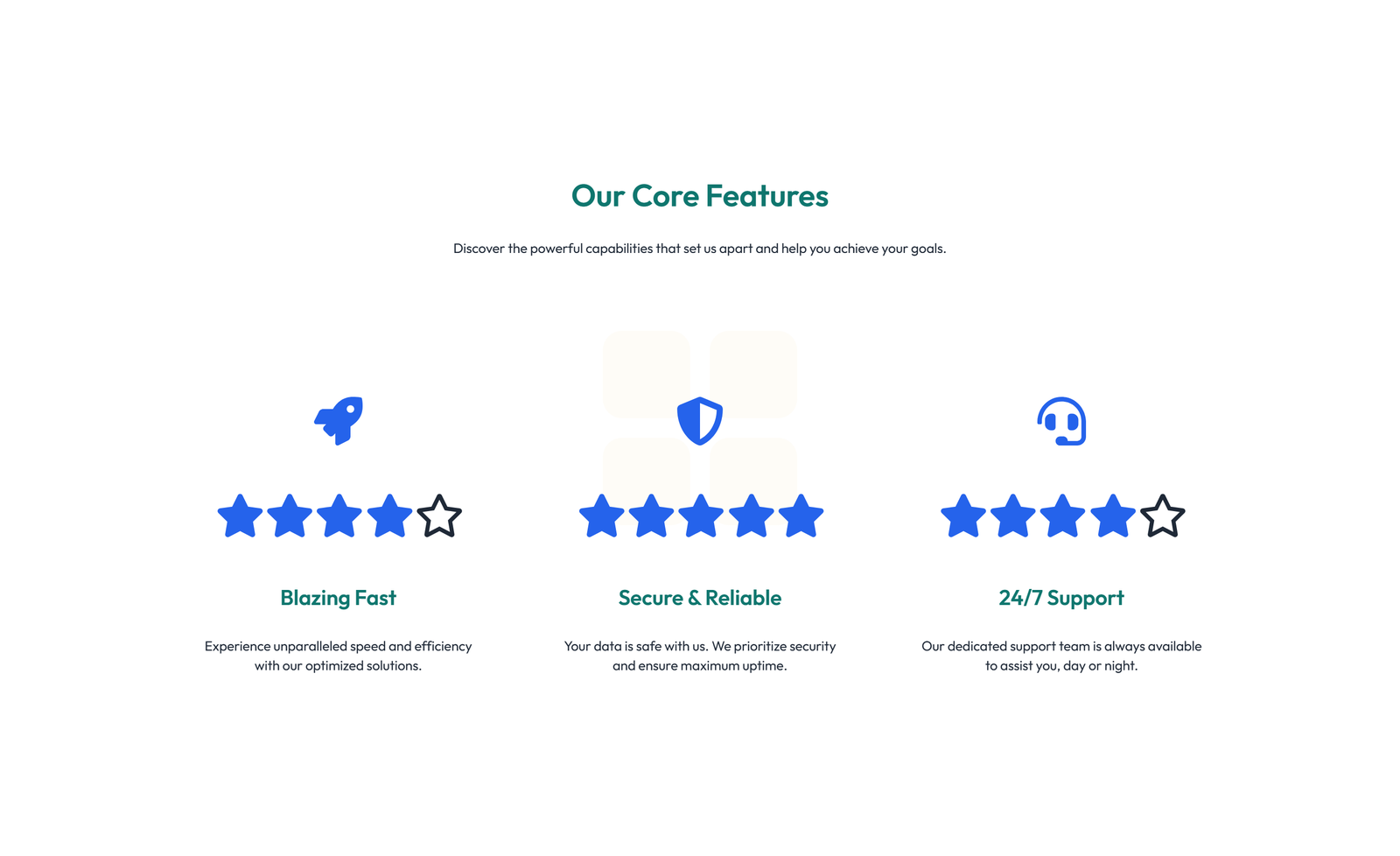 Screenshot of Feature Grid with 3-column Icon, Title, Text Cards 107 - Elementor Feature Sections component