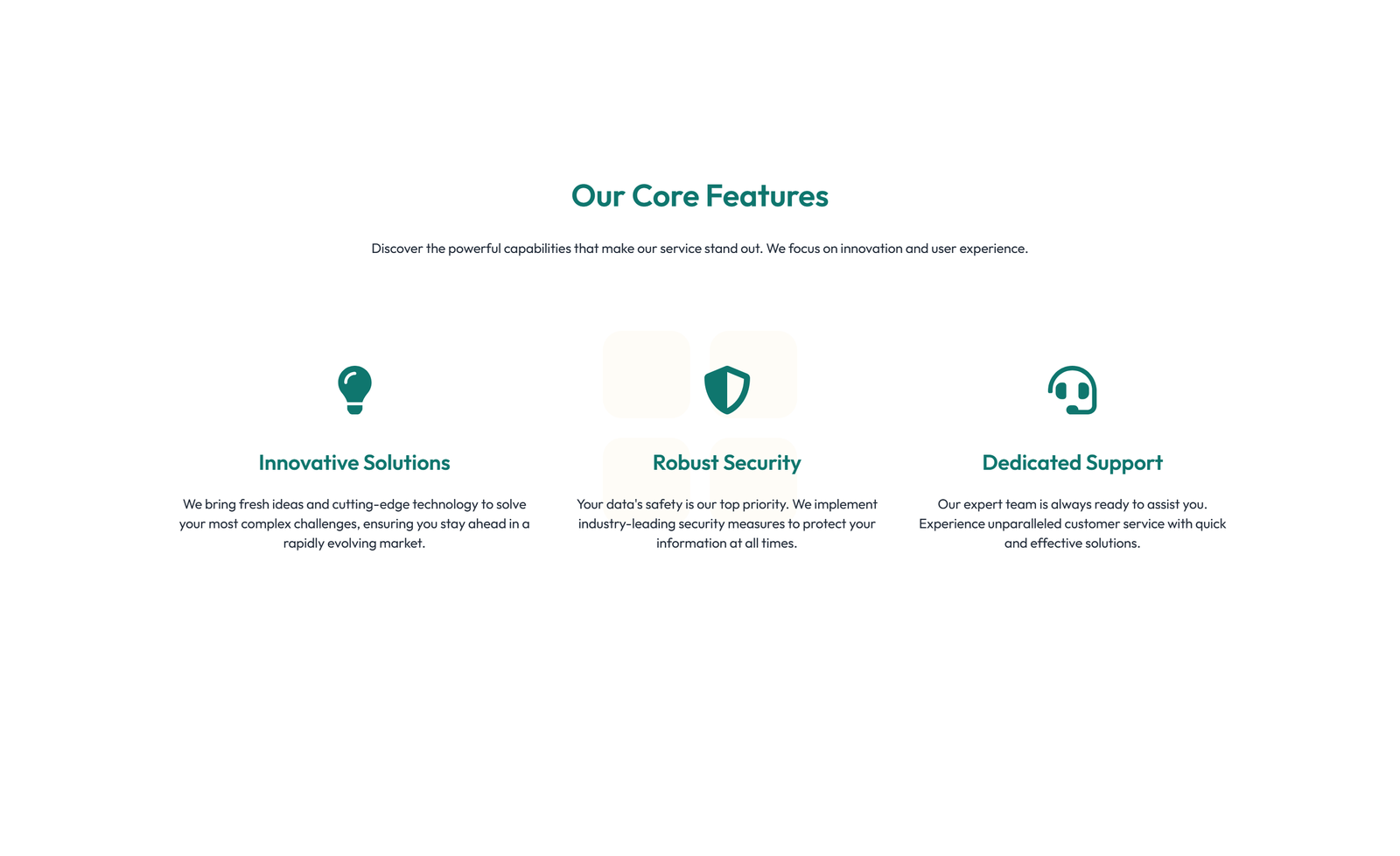 Screenshot of Feature Grid with 3-column Icon, Title, Text Cards 109 - Elementor Feature Sections component