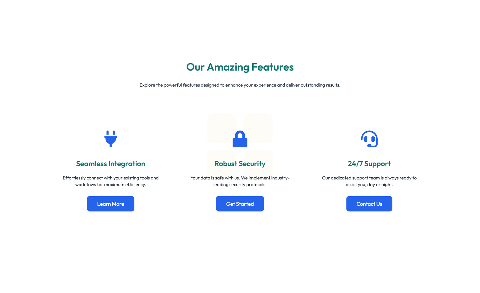 Screenshot of Feature Grid with 4-column Icon-box Cards 111 - Elementor Feature Sections component