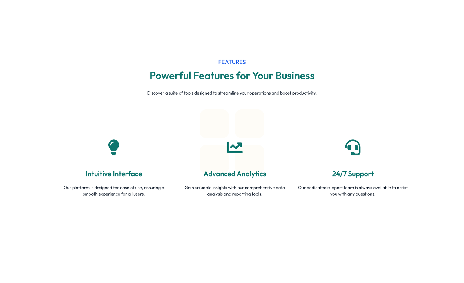Screenshot of Feature Grid with 3-column Icon, Title, Text, CTA Cards 115 - Elementor Feature Sections component