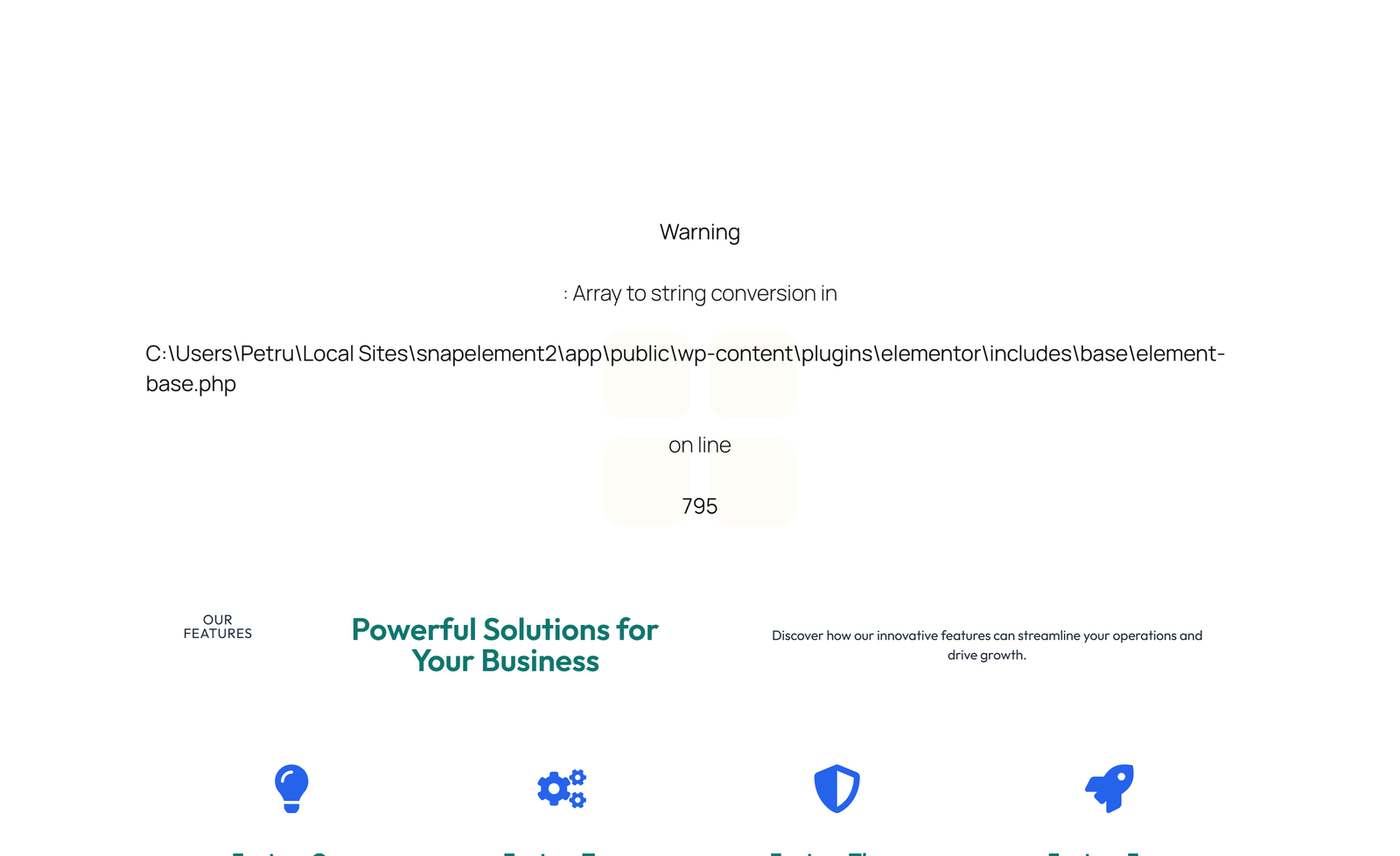 Screenshot of Feature Grid with 3-column Icon, Title, Text Cards 119 - Elementor Feature Sections component