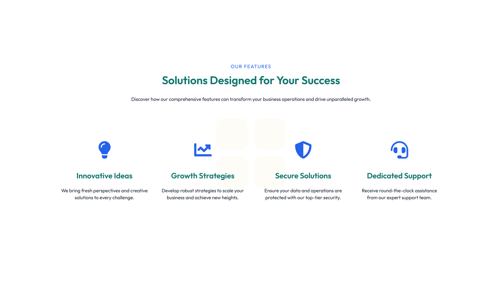 Screenshot of Feature Grid with 3-column Icon, Title, Text, CTA Cards 119 - Elementor Feature Sections component