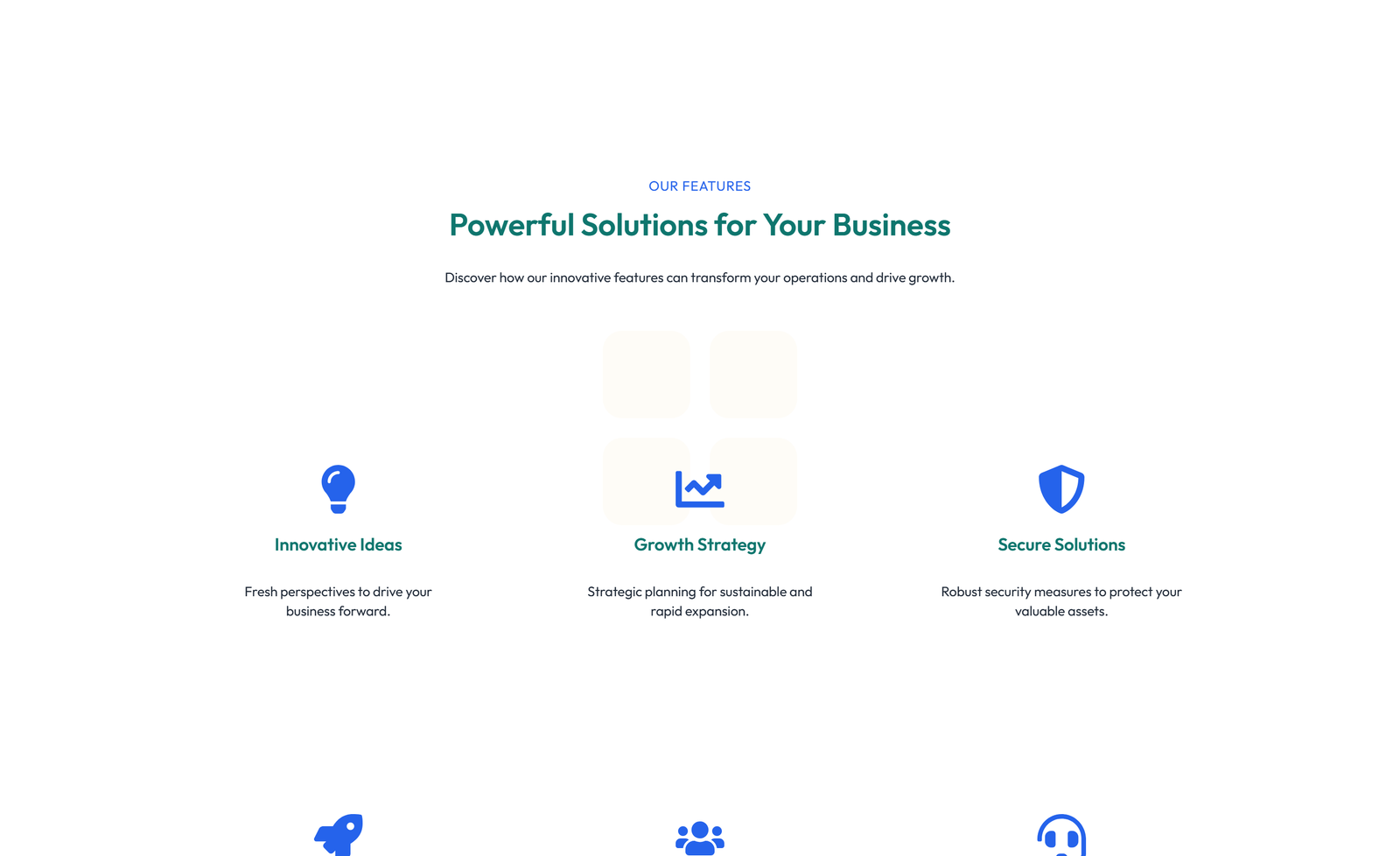 Screenshot of Feature Grid with 4-column Icon-box Cards 121 - Elementor Feature Sections component